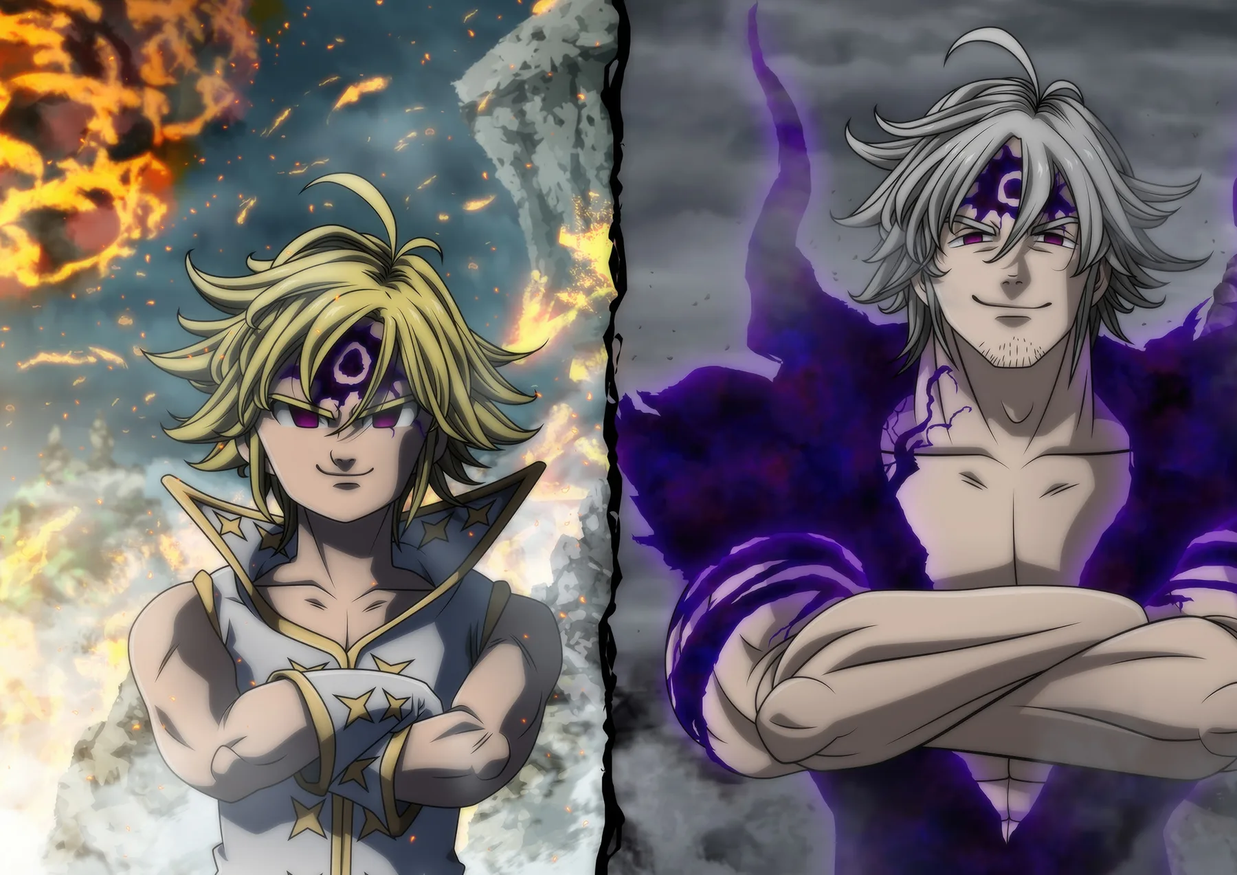 Meliodas Forma Heroe y Forma Demonio Dividido
