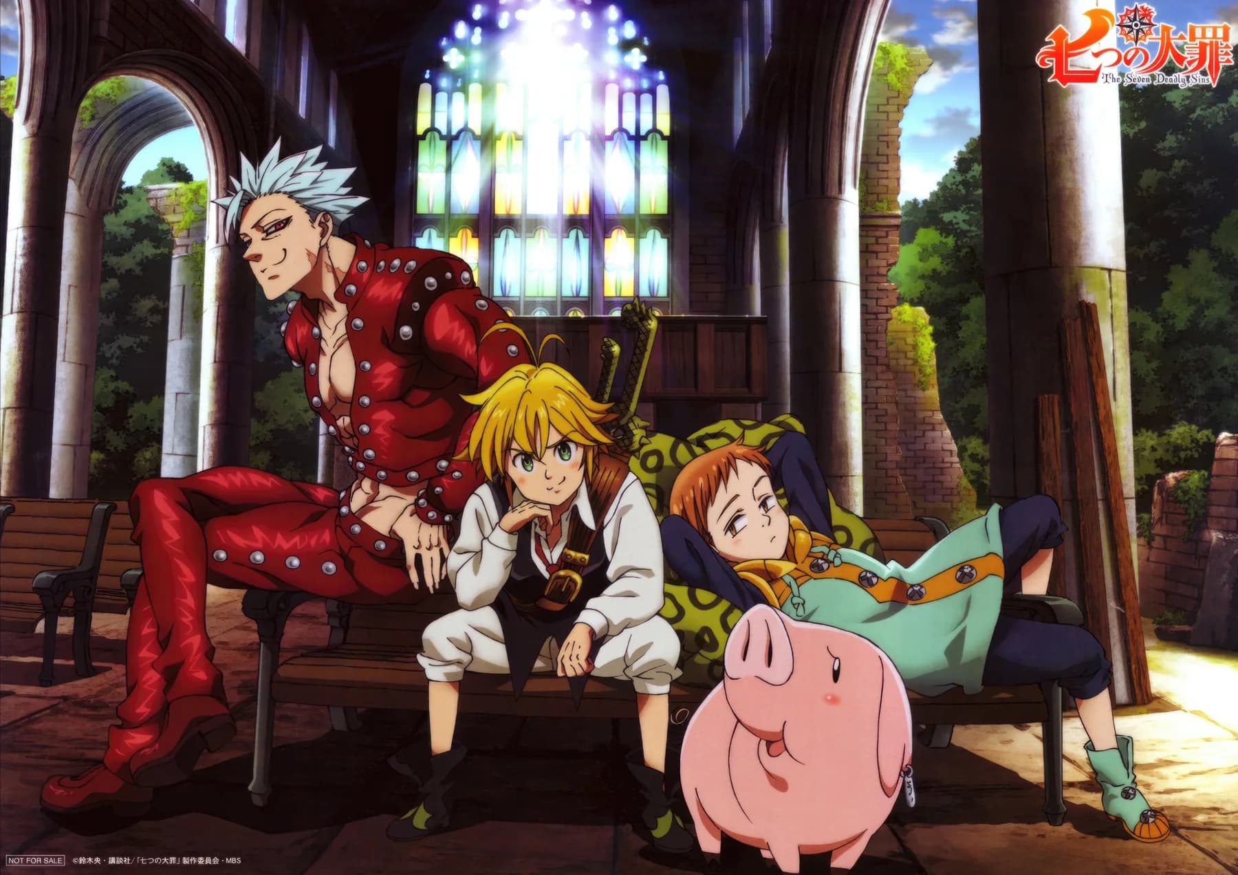 Meliodas Ban y King Descansando en Iglesia