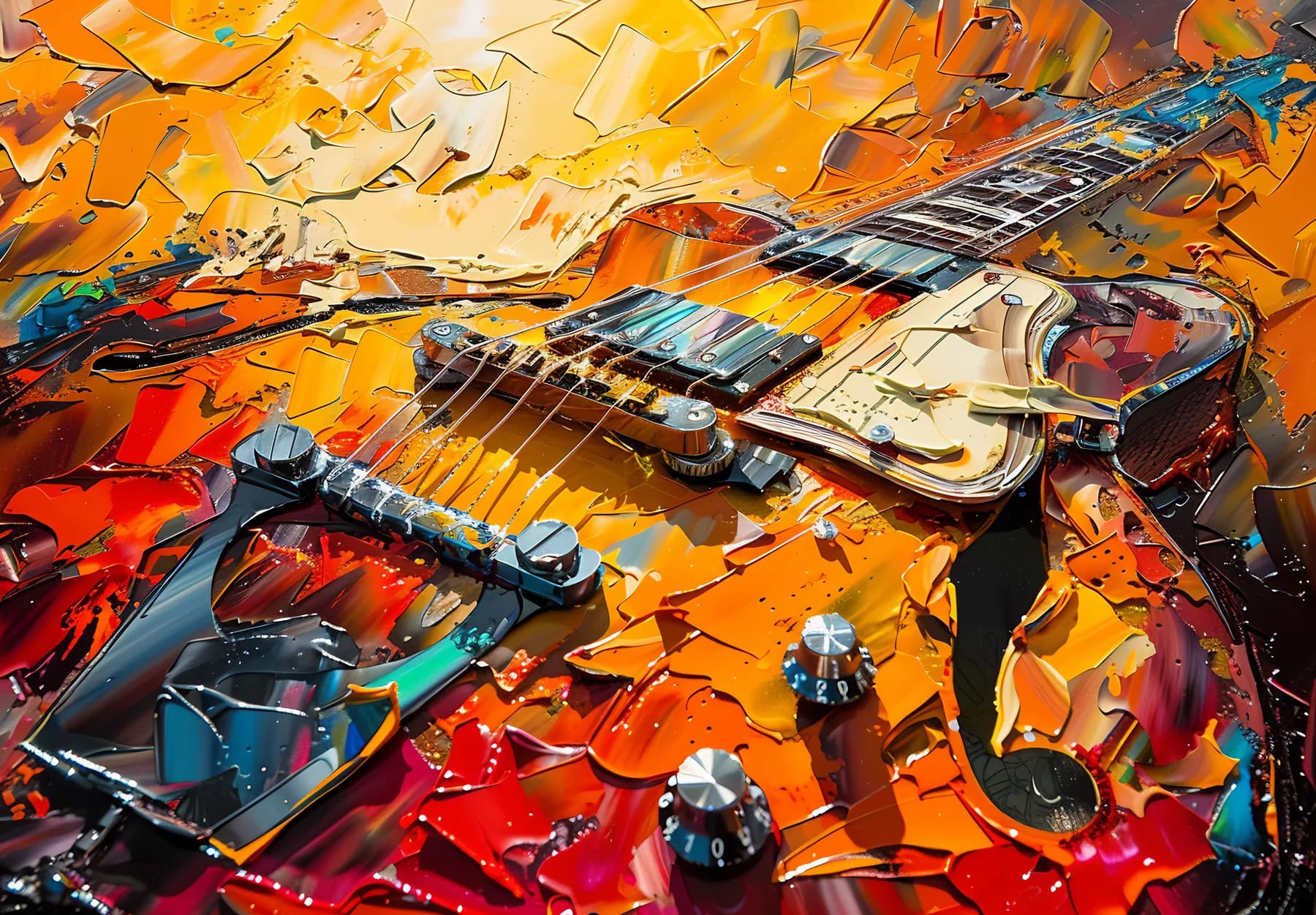 Guitarra Electrica Abstracta Colorida