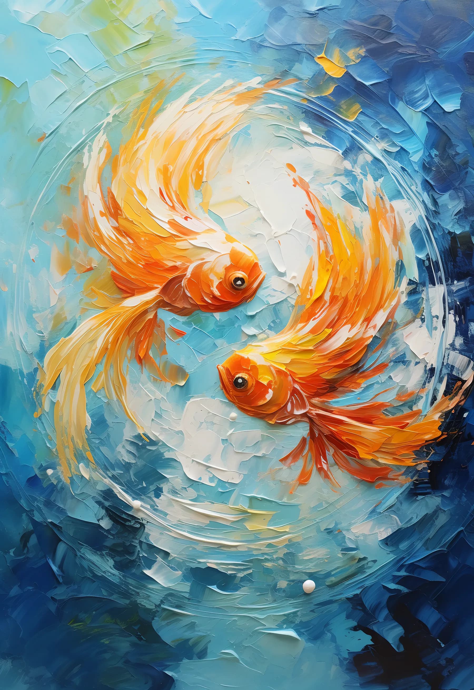 Peces Koi Dorados Abstractos