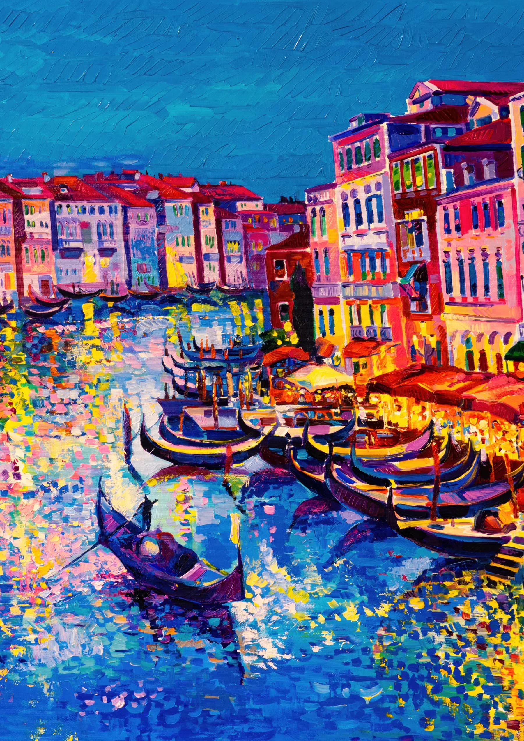 Venecia Canal Nocturno Colorido