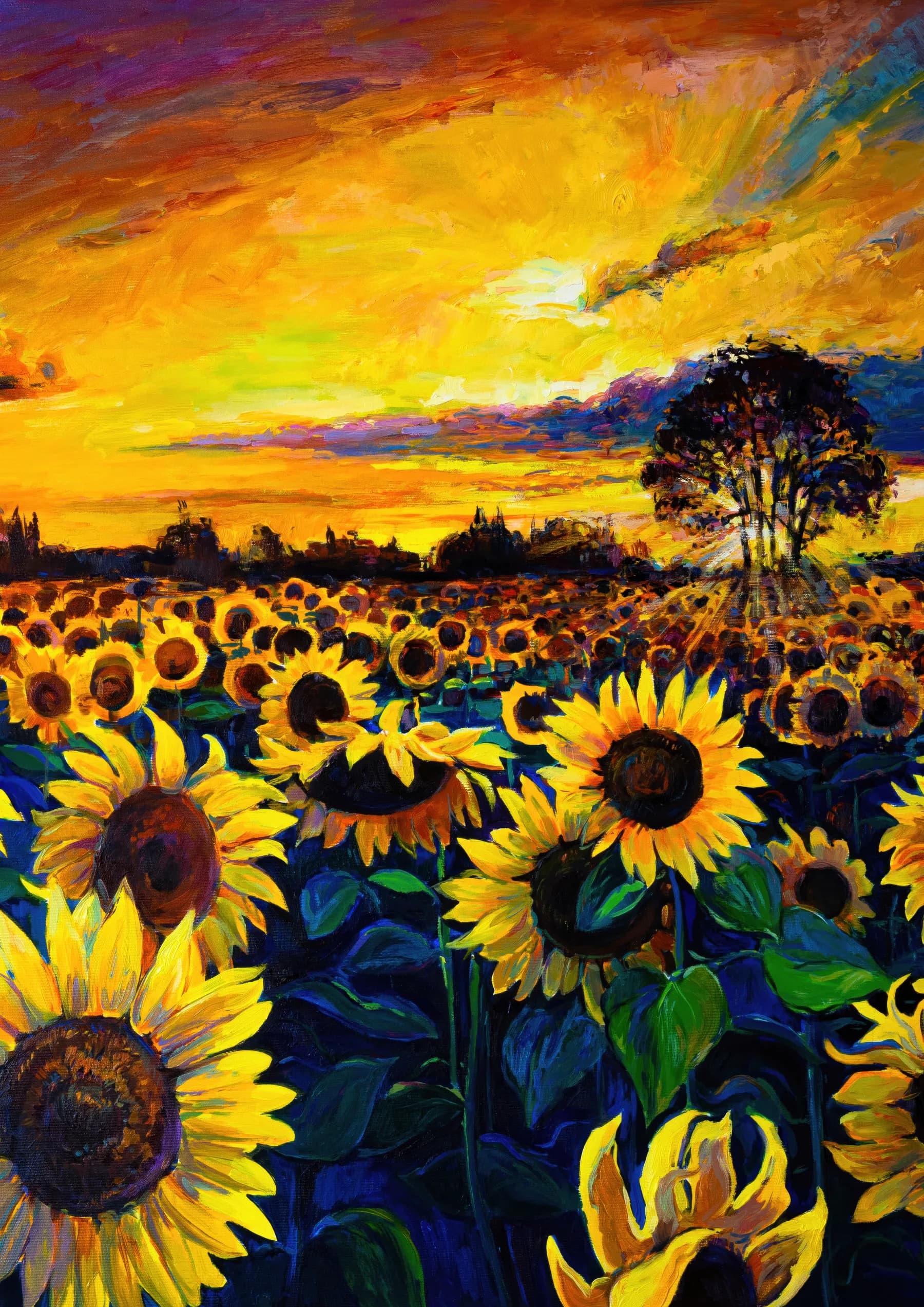 Campo de Girasoles al Atardecer
