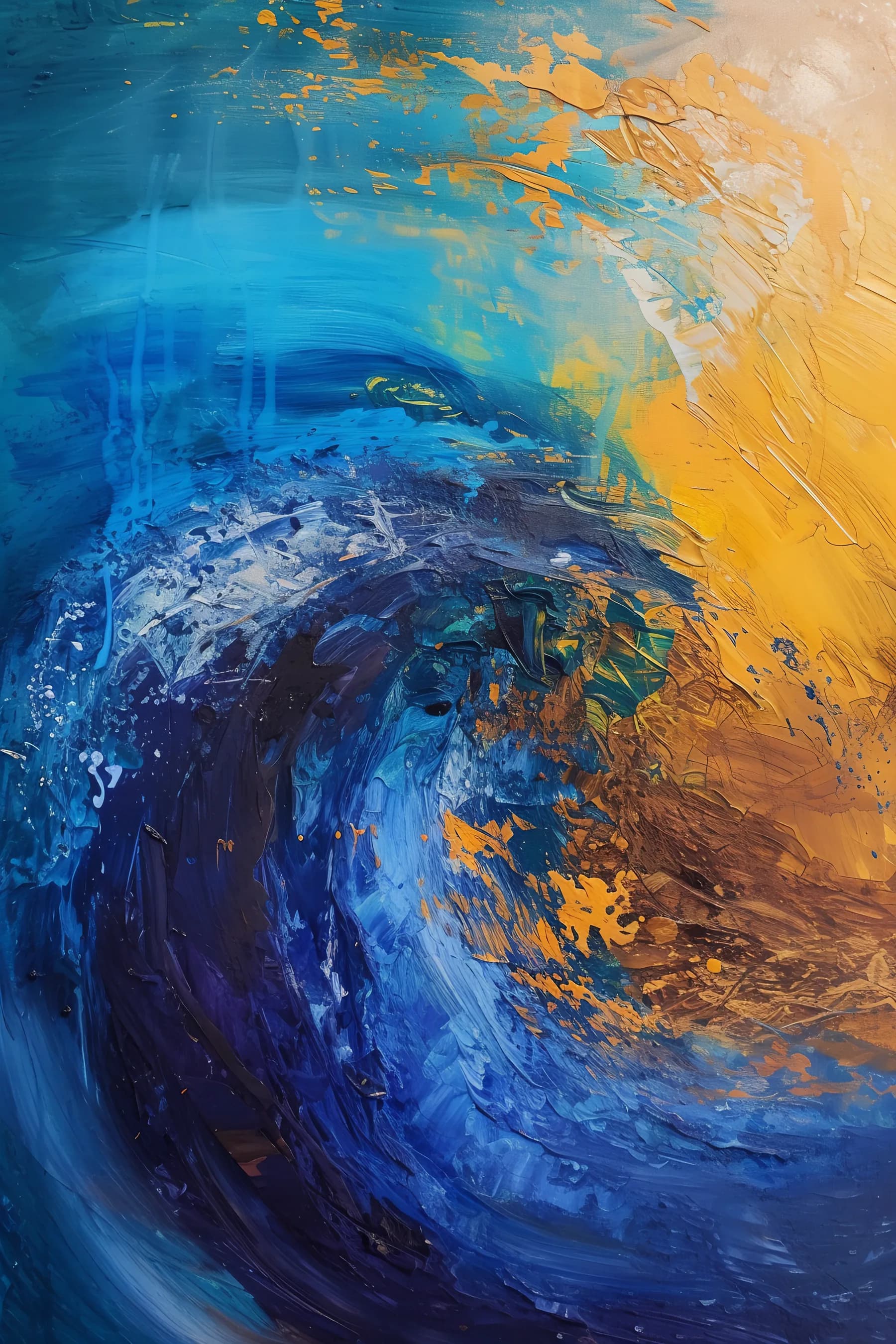 Ola Abstracta Azul y Dorado