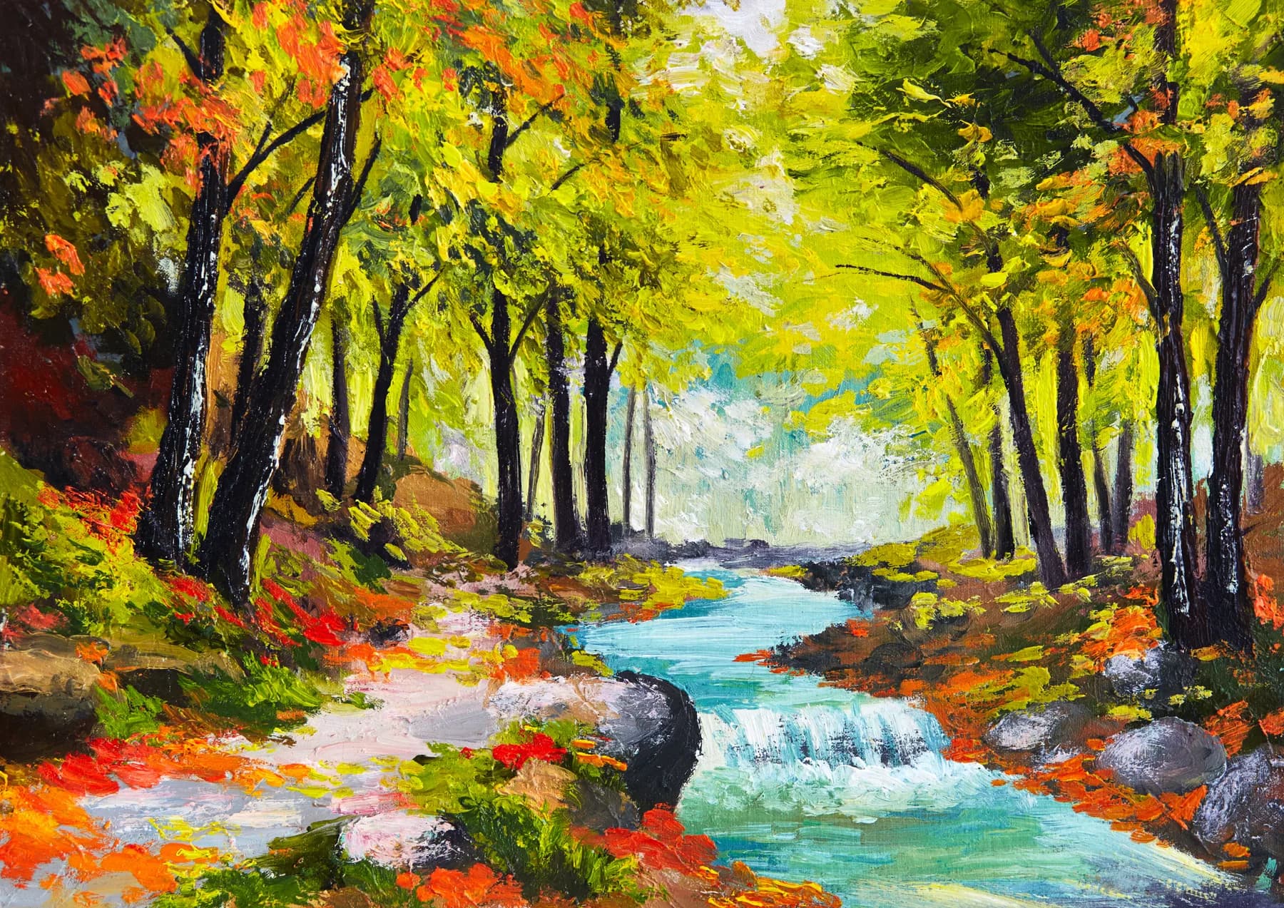 Rio en el Bosque de Otono