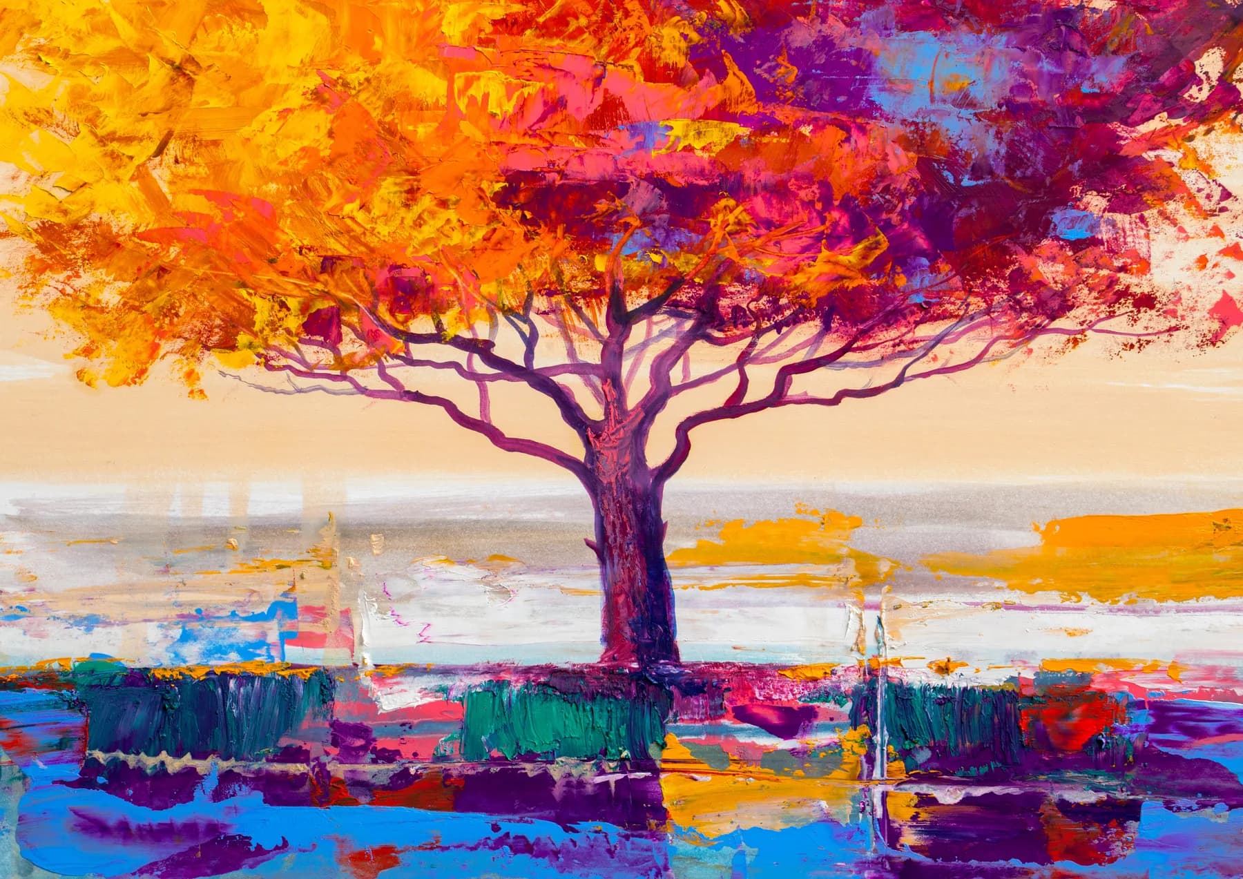 Arbol Colorido junto al Lago