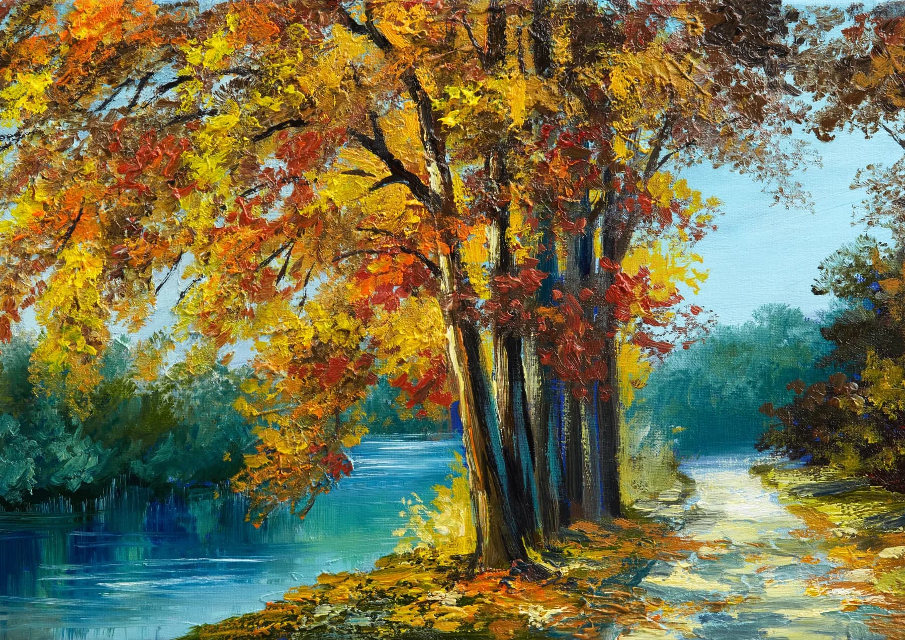 Rio y Bosque en Otono