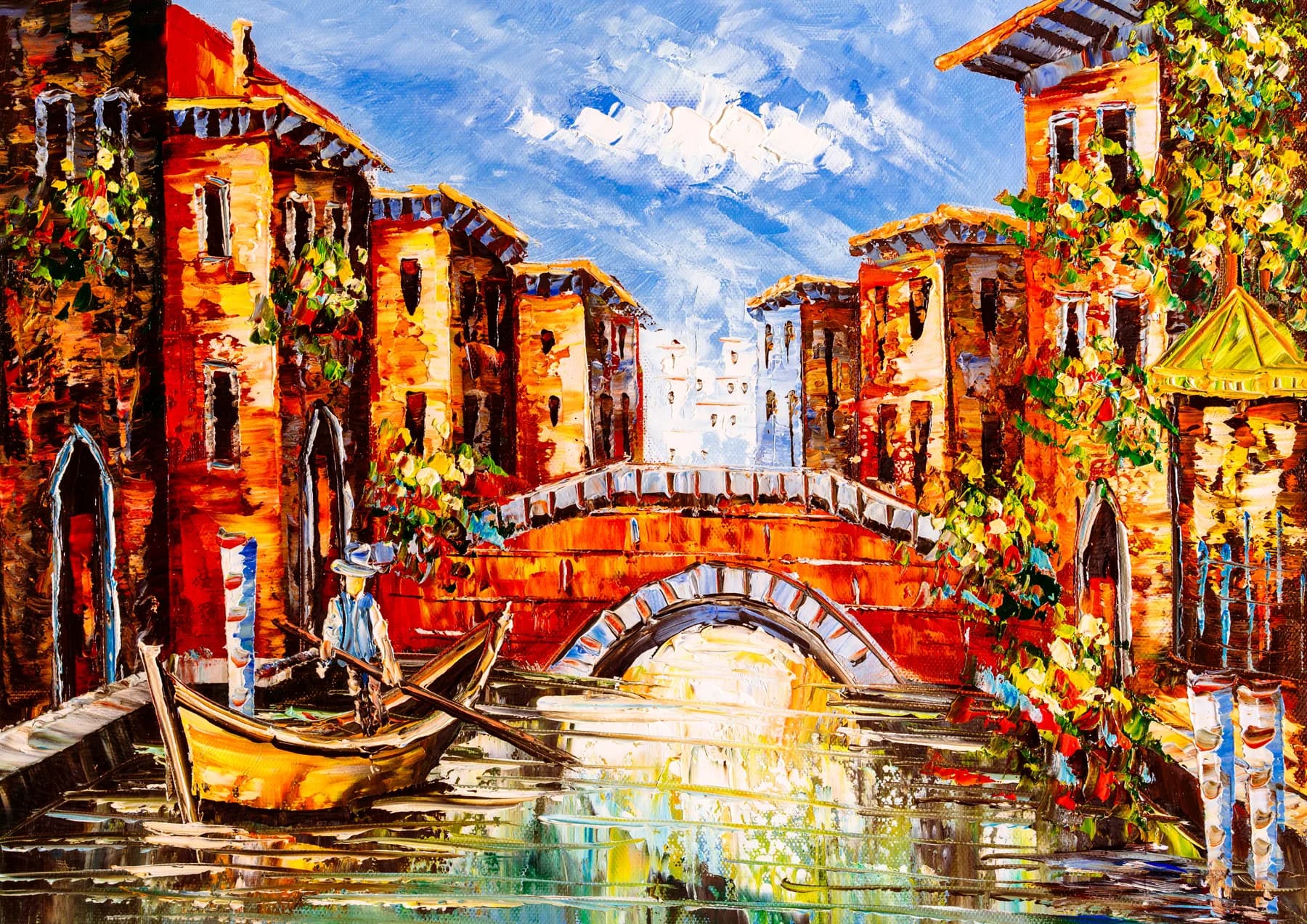 Venecia Puente y Canal Colorido