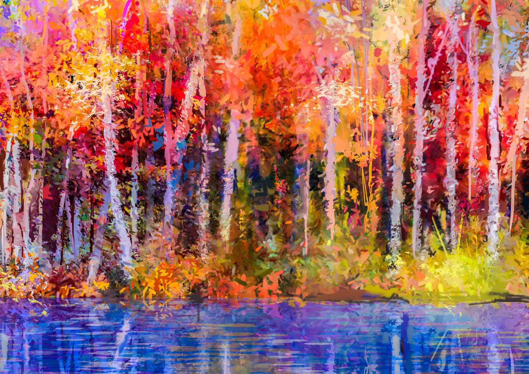 Bosque de Abedules en Otono
