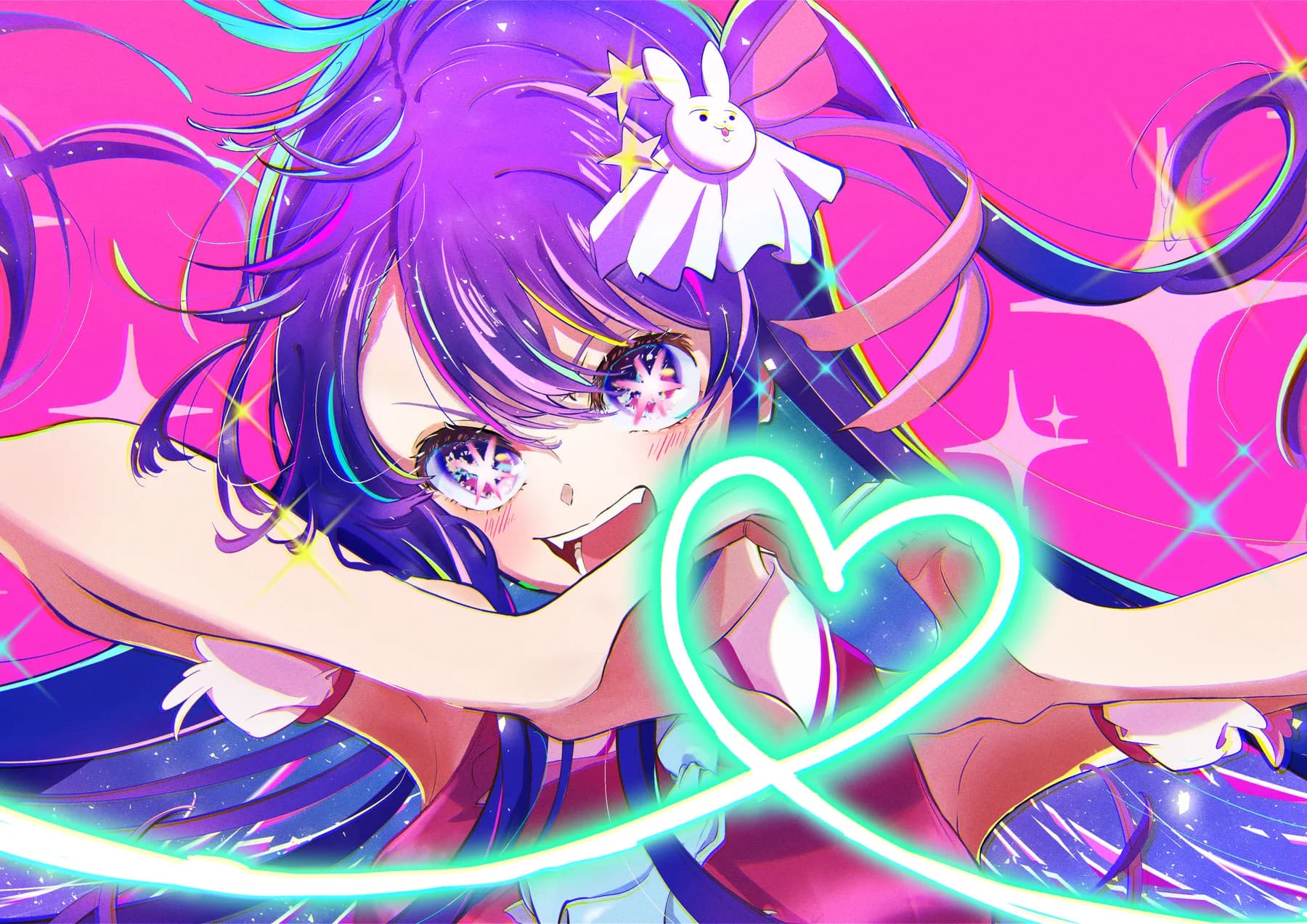 Oshi no Ko Retrato con Corazon Neon