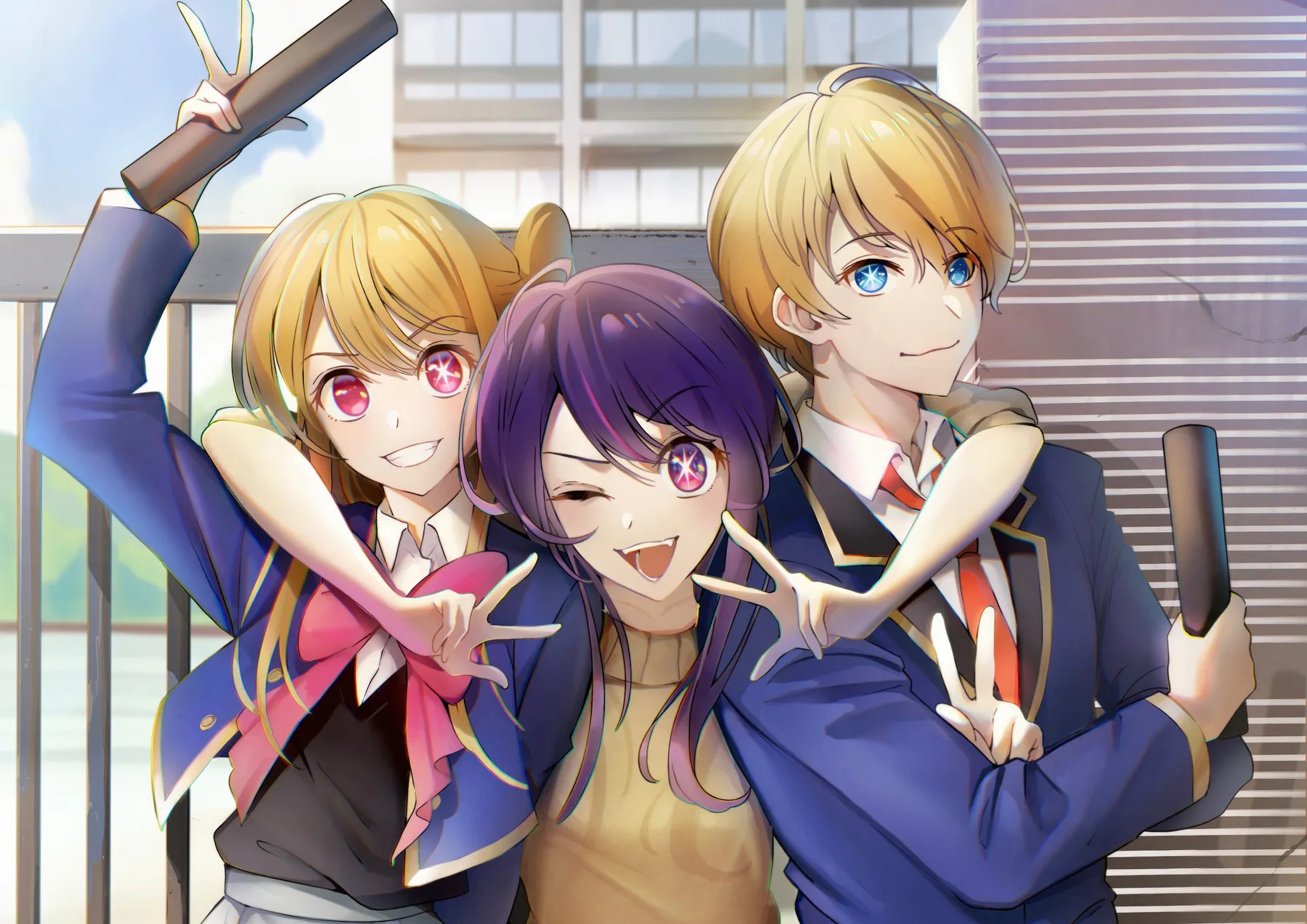 Oshi no Ko Trio en la Azotea Uniforme Escolar