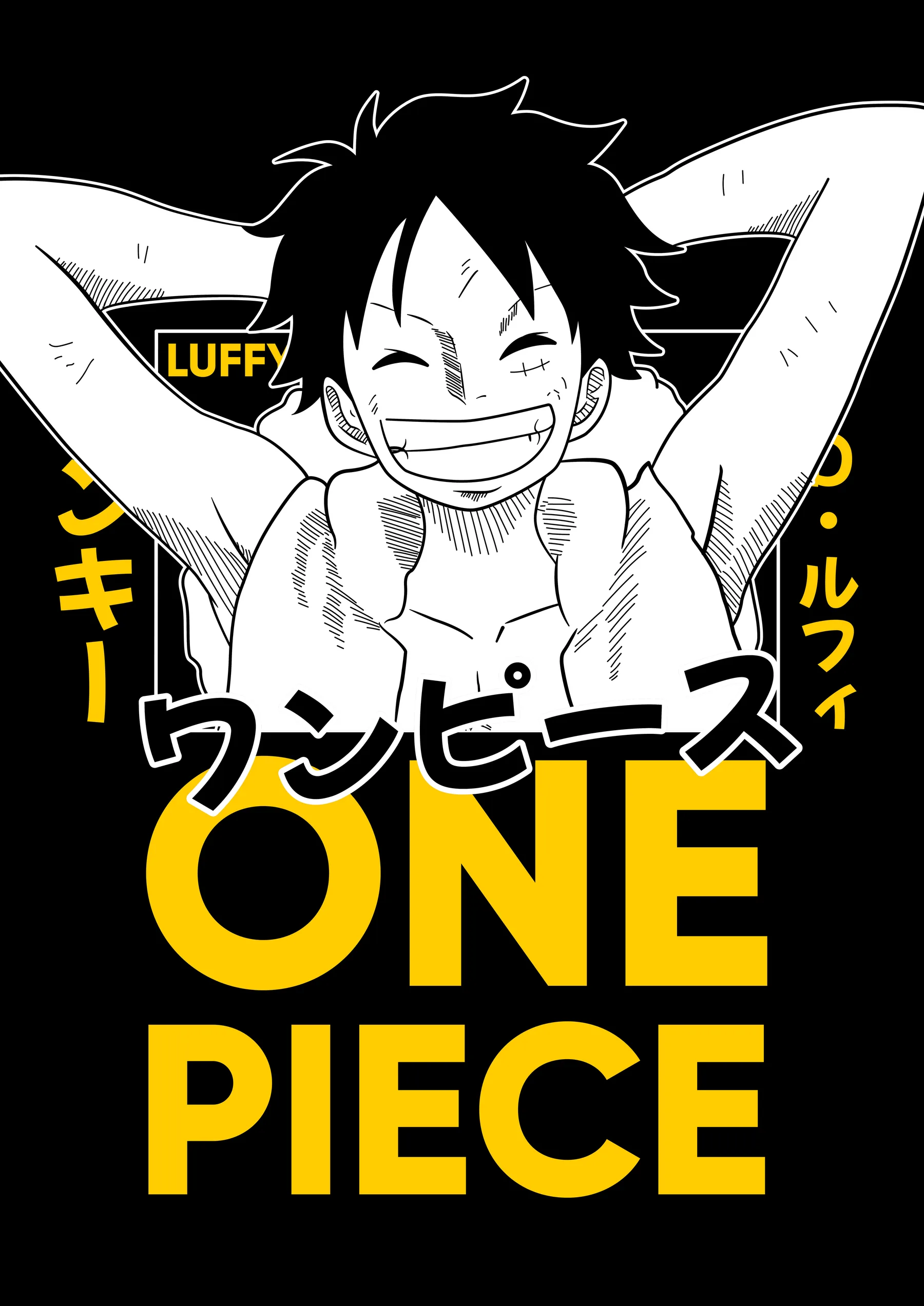 Luffy Sonrisa Comic Blanco y Negro