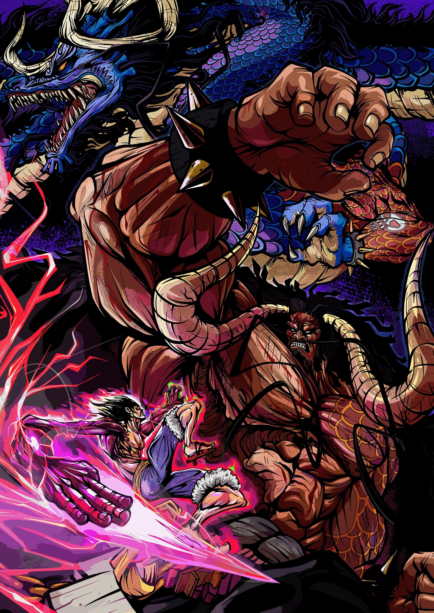 Kaido Dragón vs Luffy y Zoro Batalla