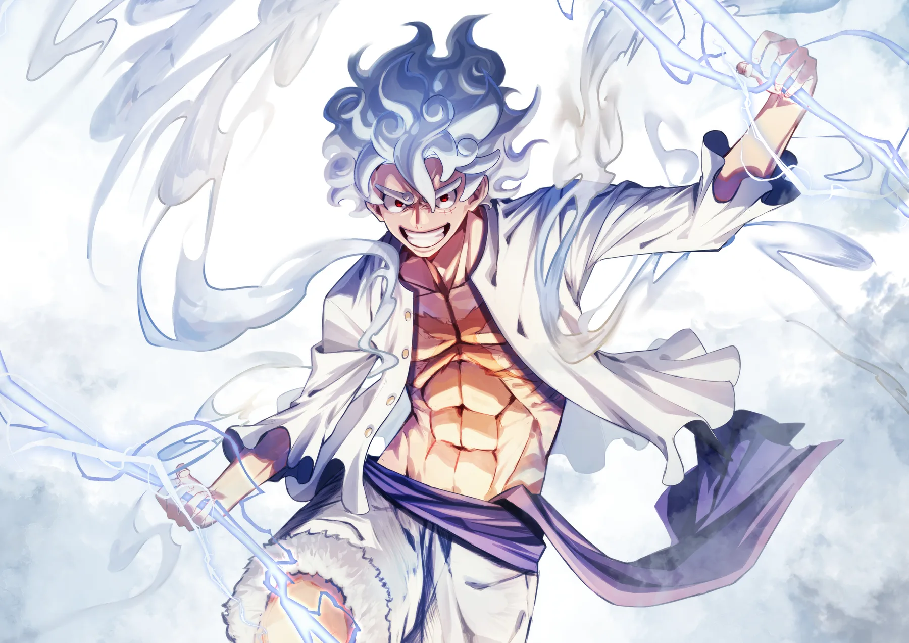 Luffy Gear 5 Nika Rayos Blancos