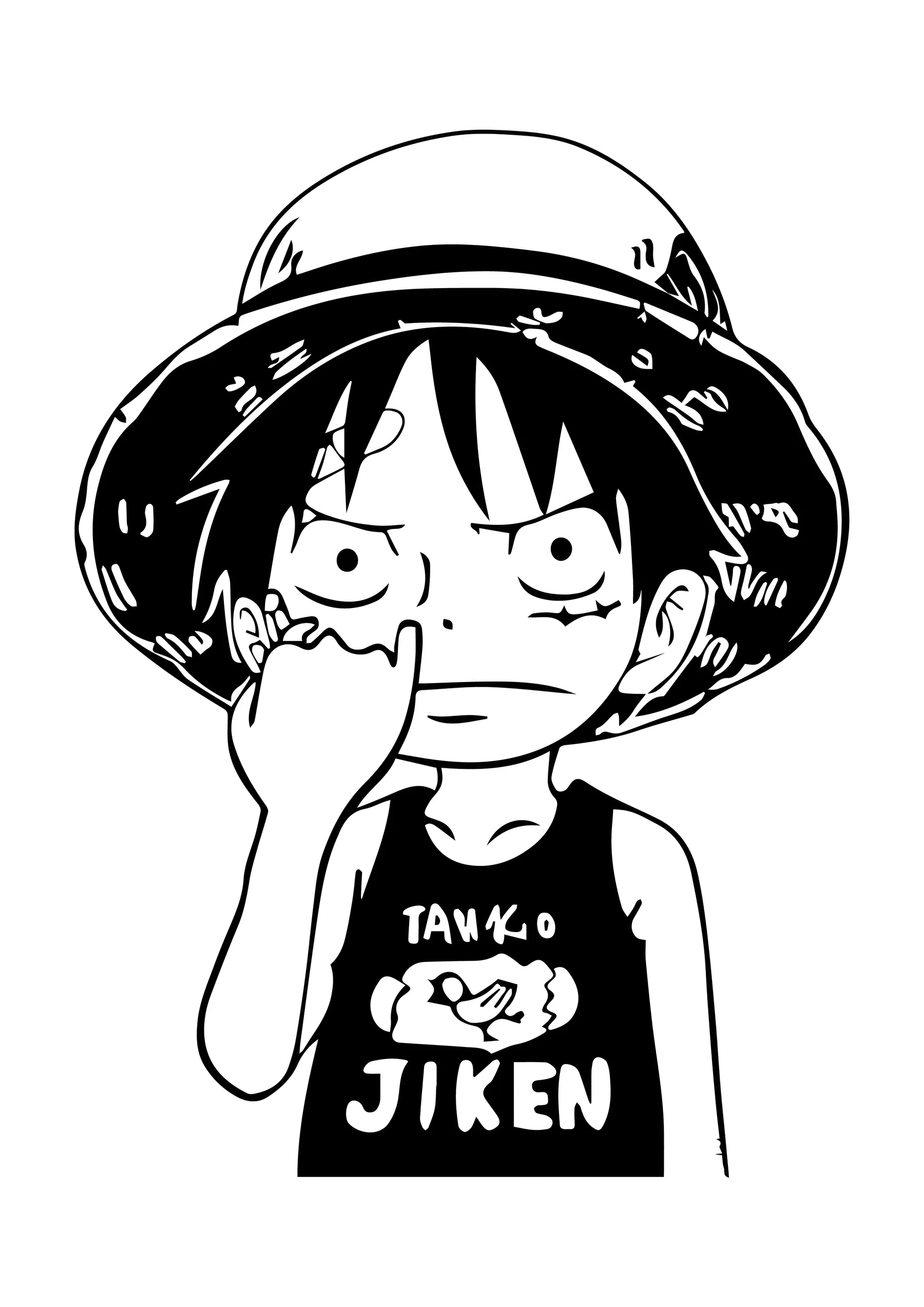 Luffy Niño Retrato Tinta