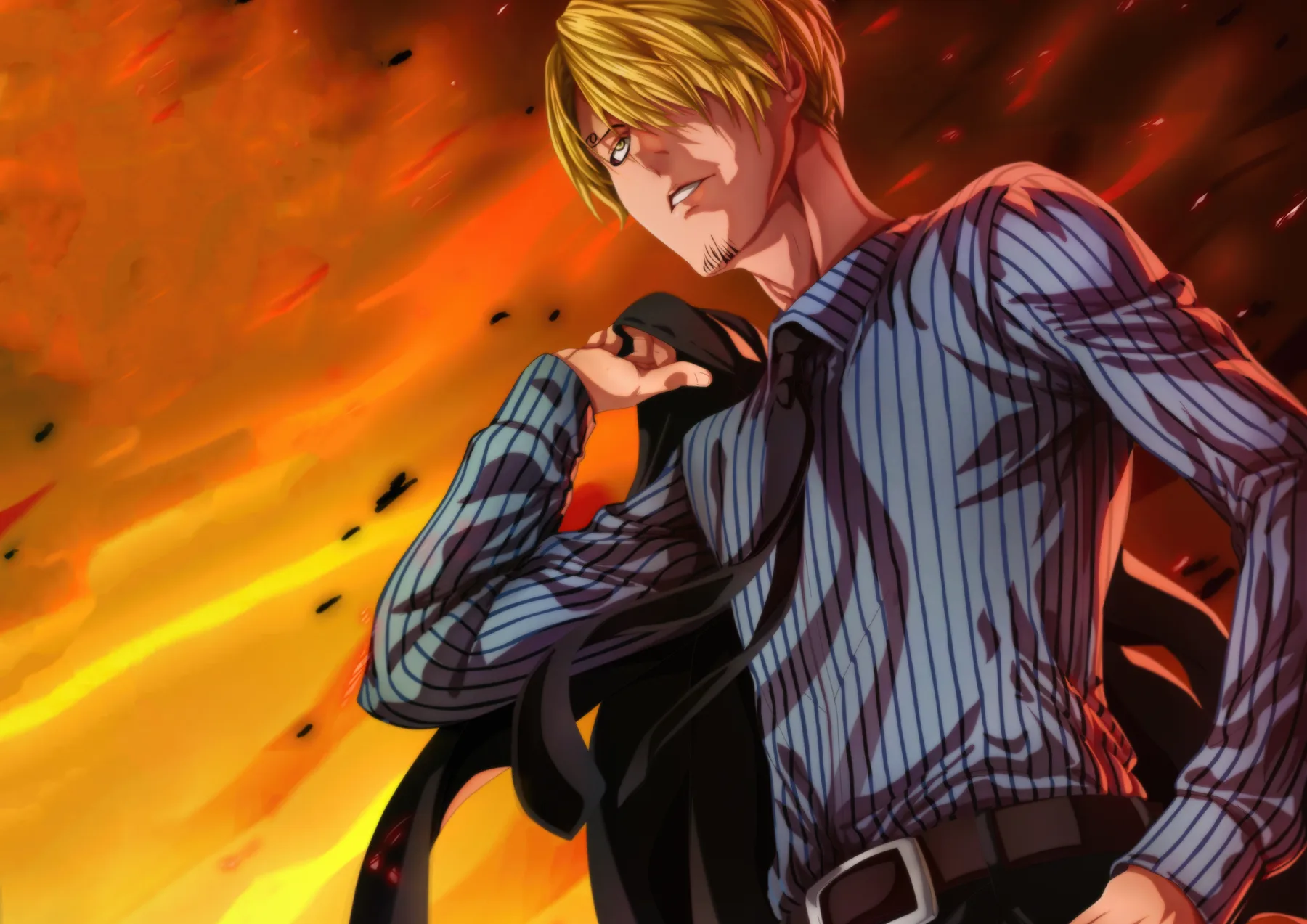 Sanji Fumando Fondo de Fuego