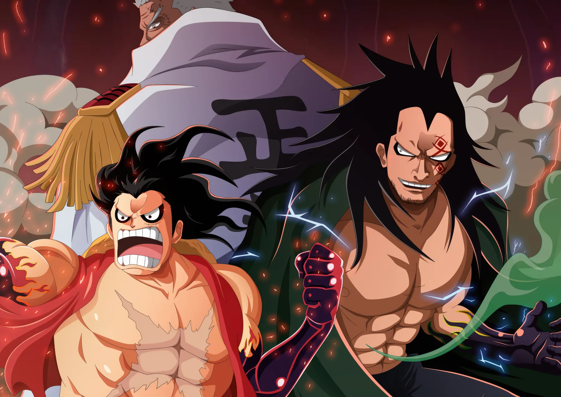 Luffy Niño y Garp Batalla Relámpago