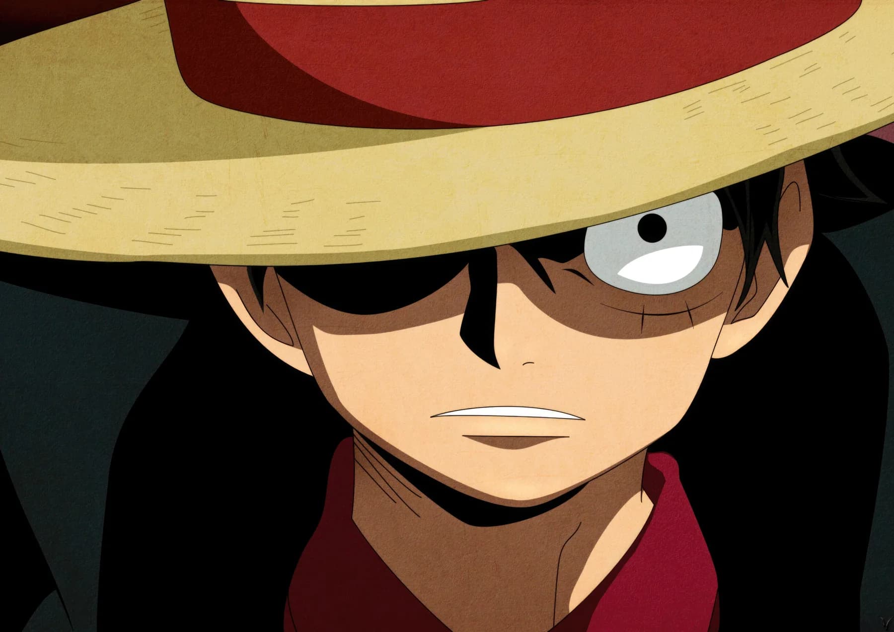 Luffy Mirada Decidida Sombra Sombrero