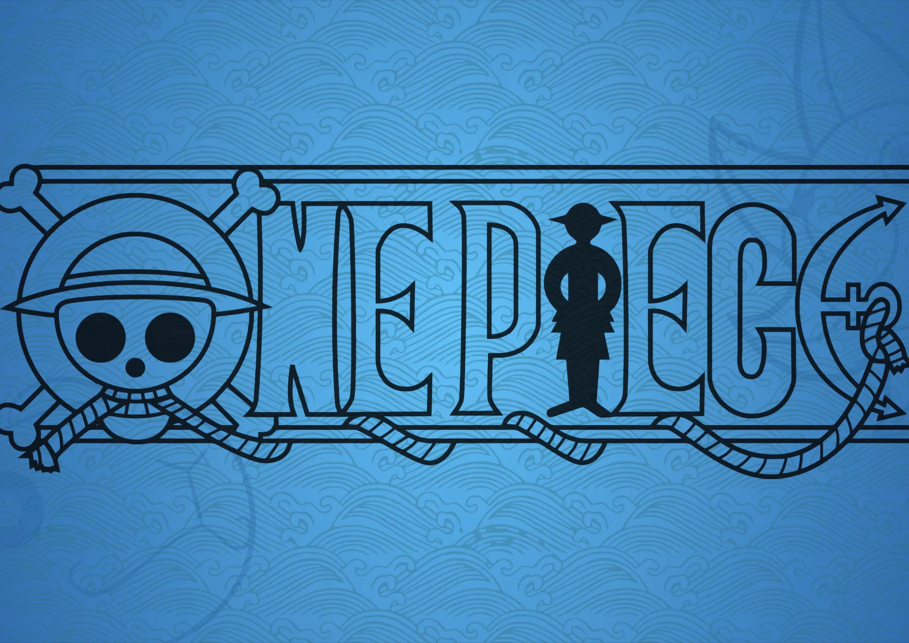 One Piece Logo Ondas Azules