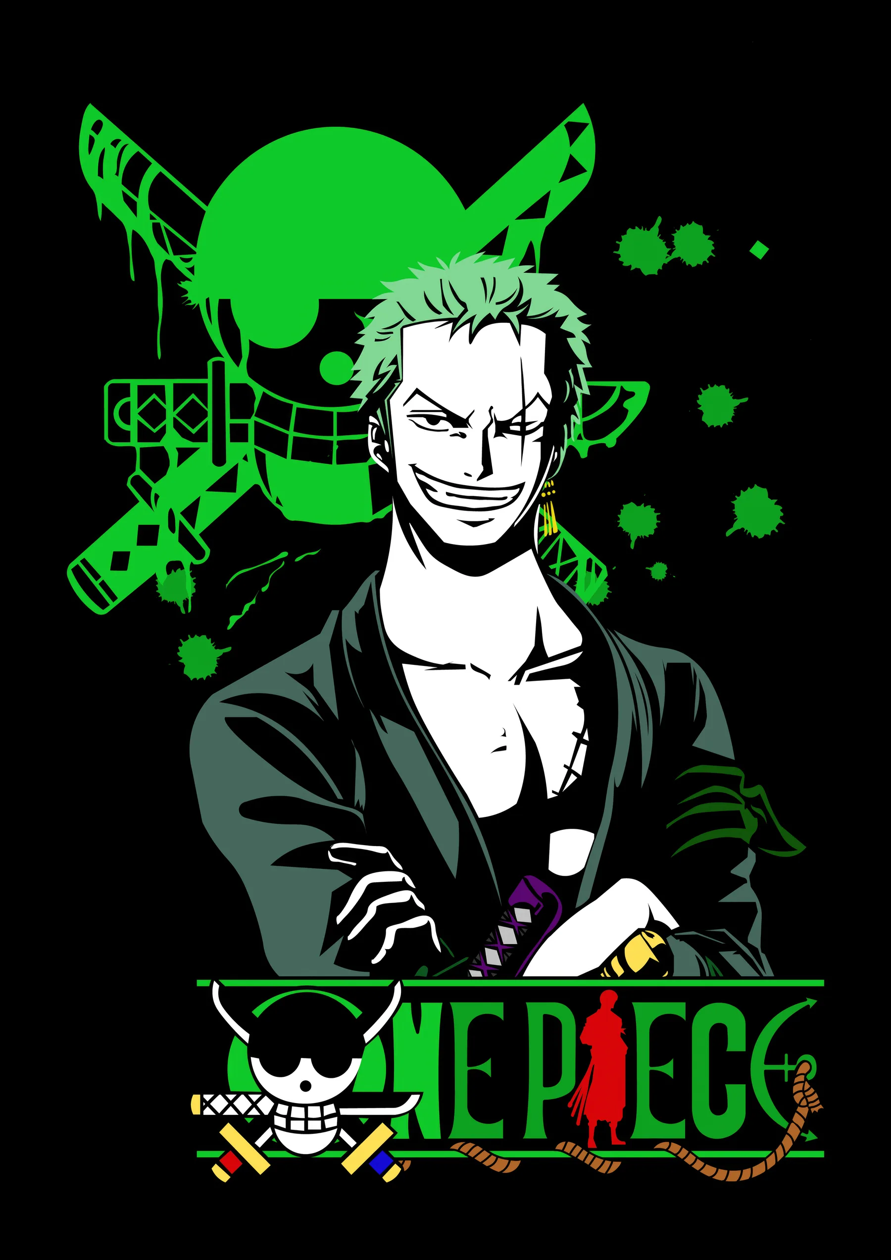 Roronoa Zoro Retrato Verde