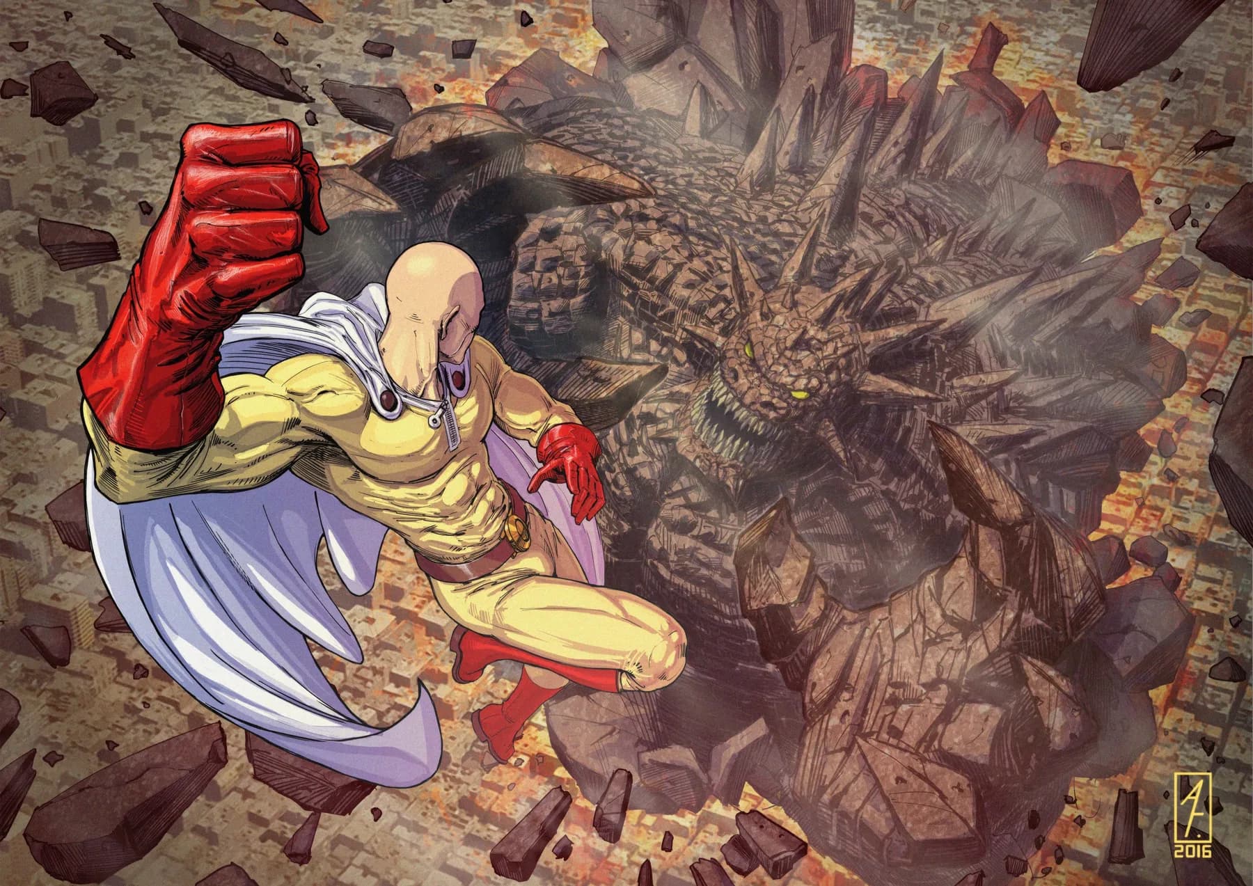 Saitama contra Monstruo de Roca