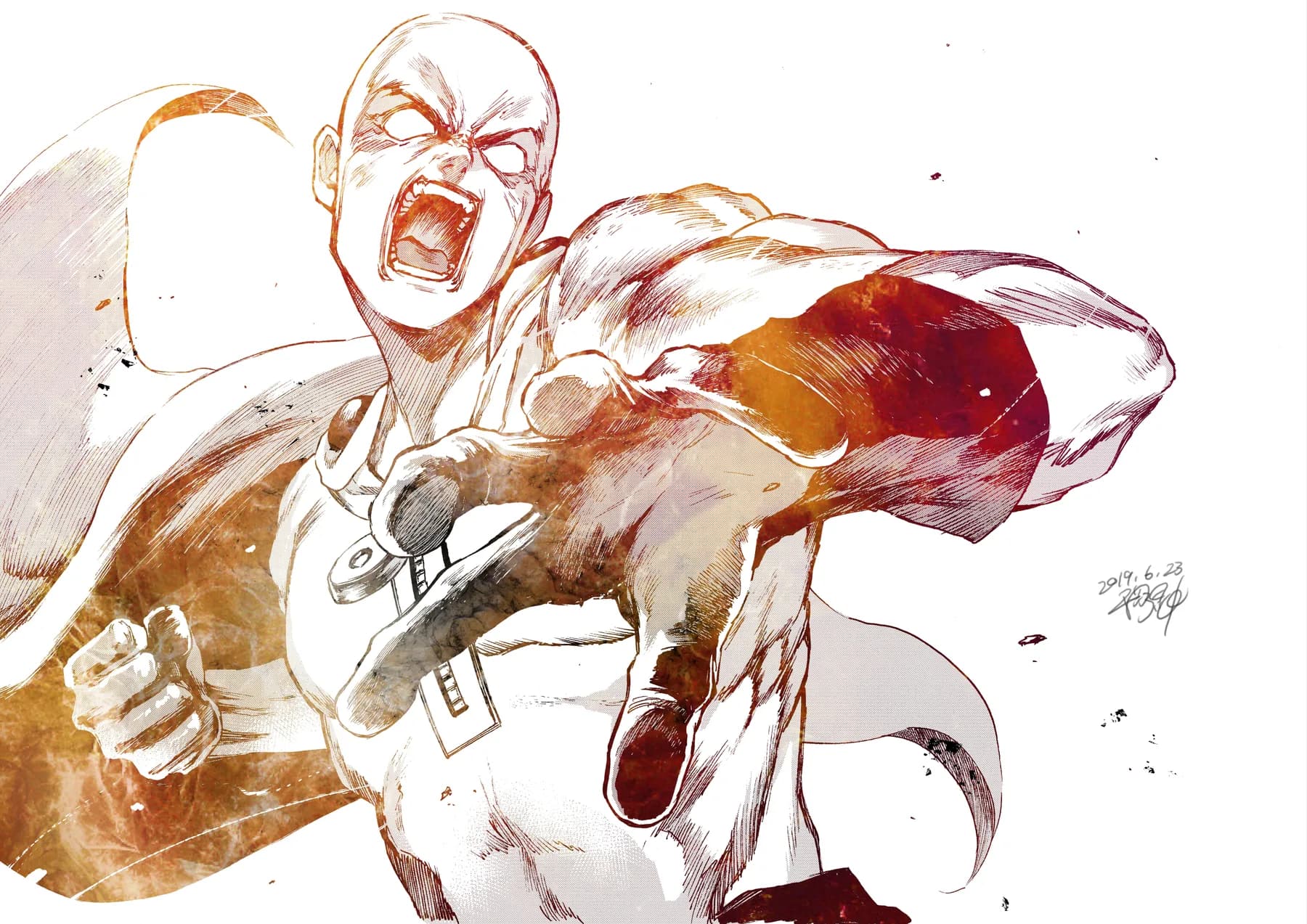 Saitama Grito Boceto Rojo