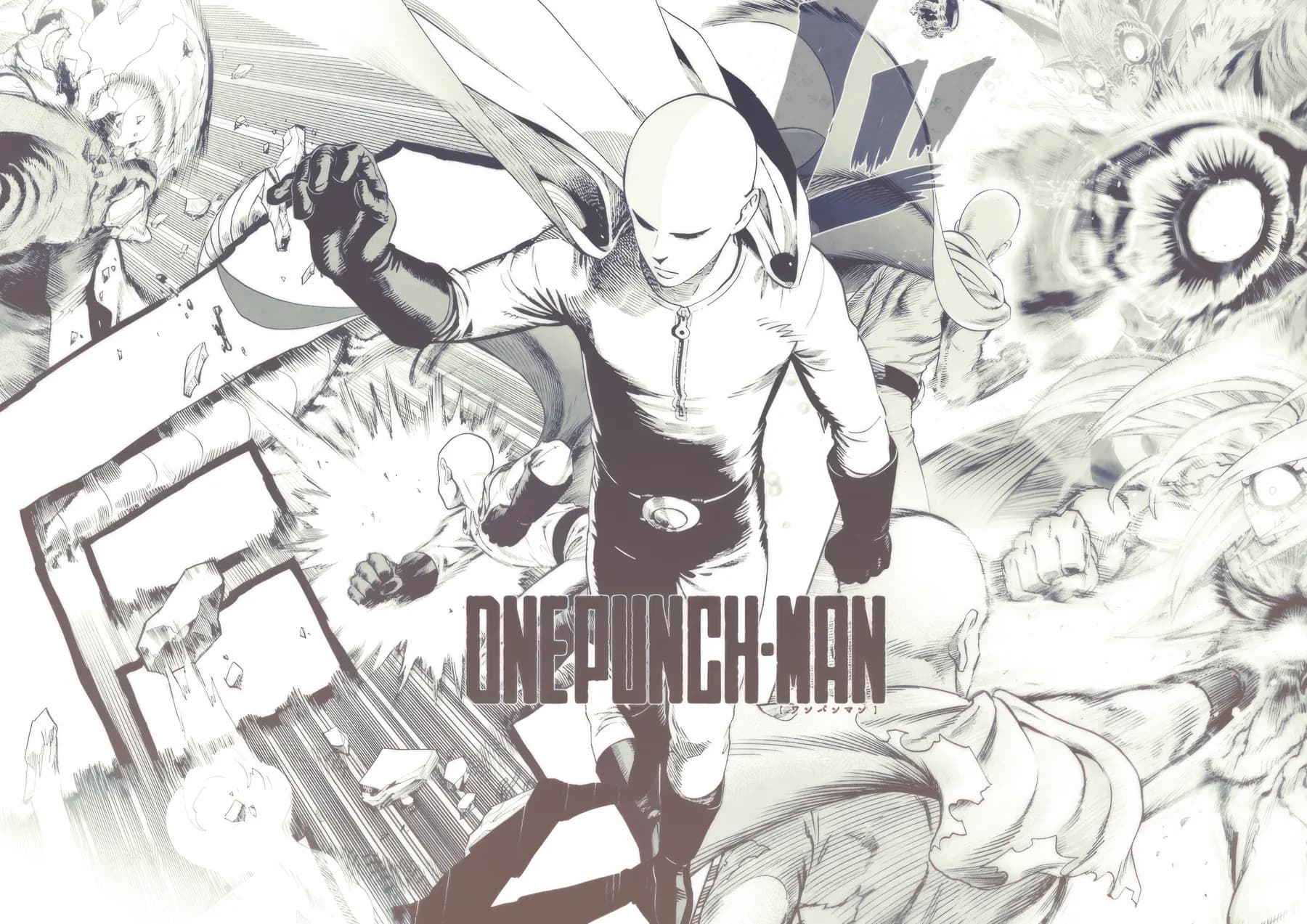 One Punch Man Portada Manga Blanco y Negro