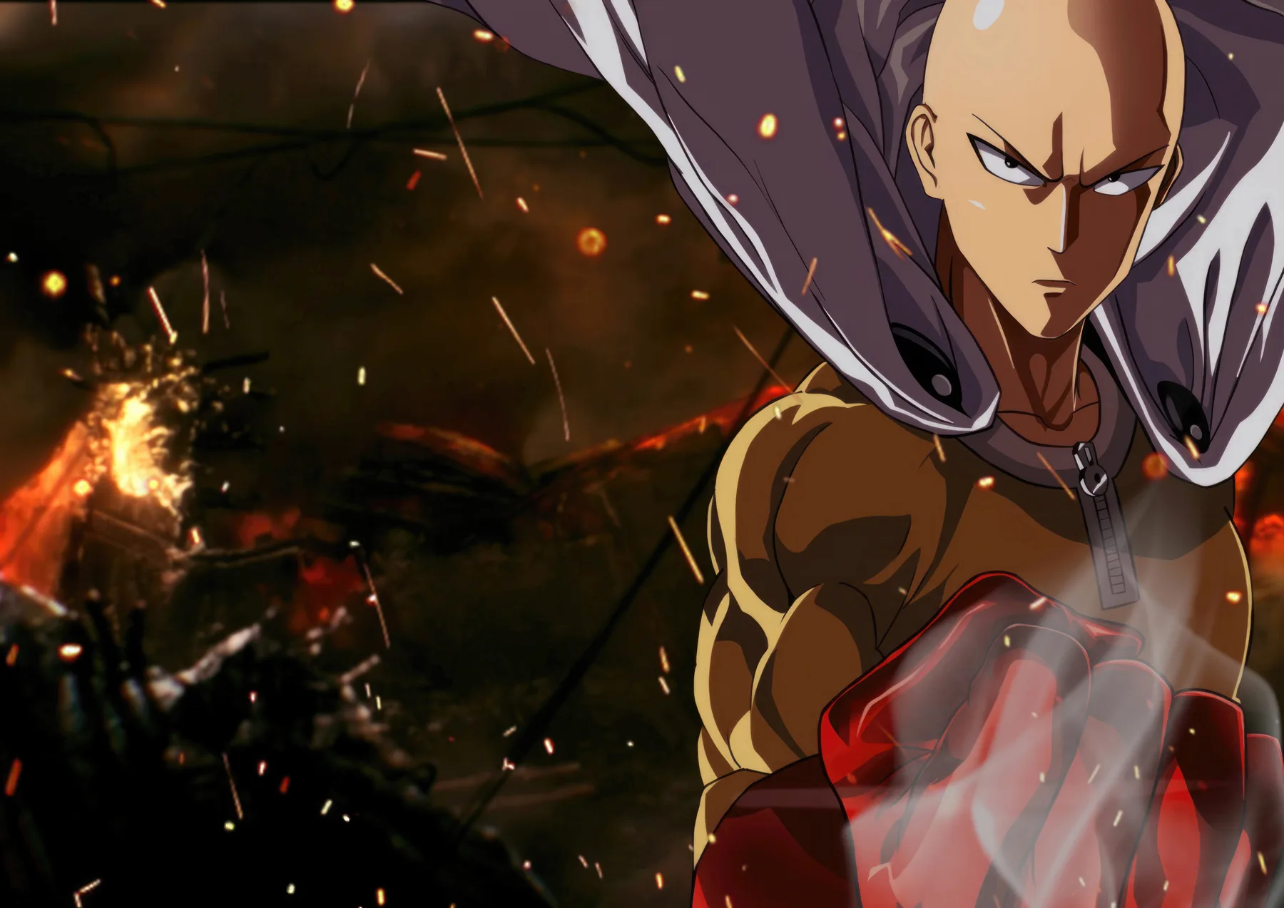 Saitama Punetazo entre Fuego