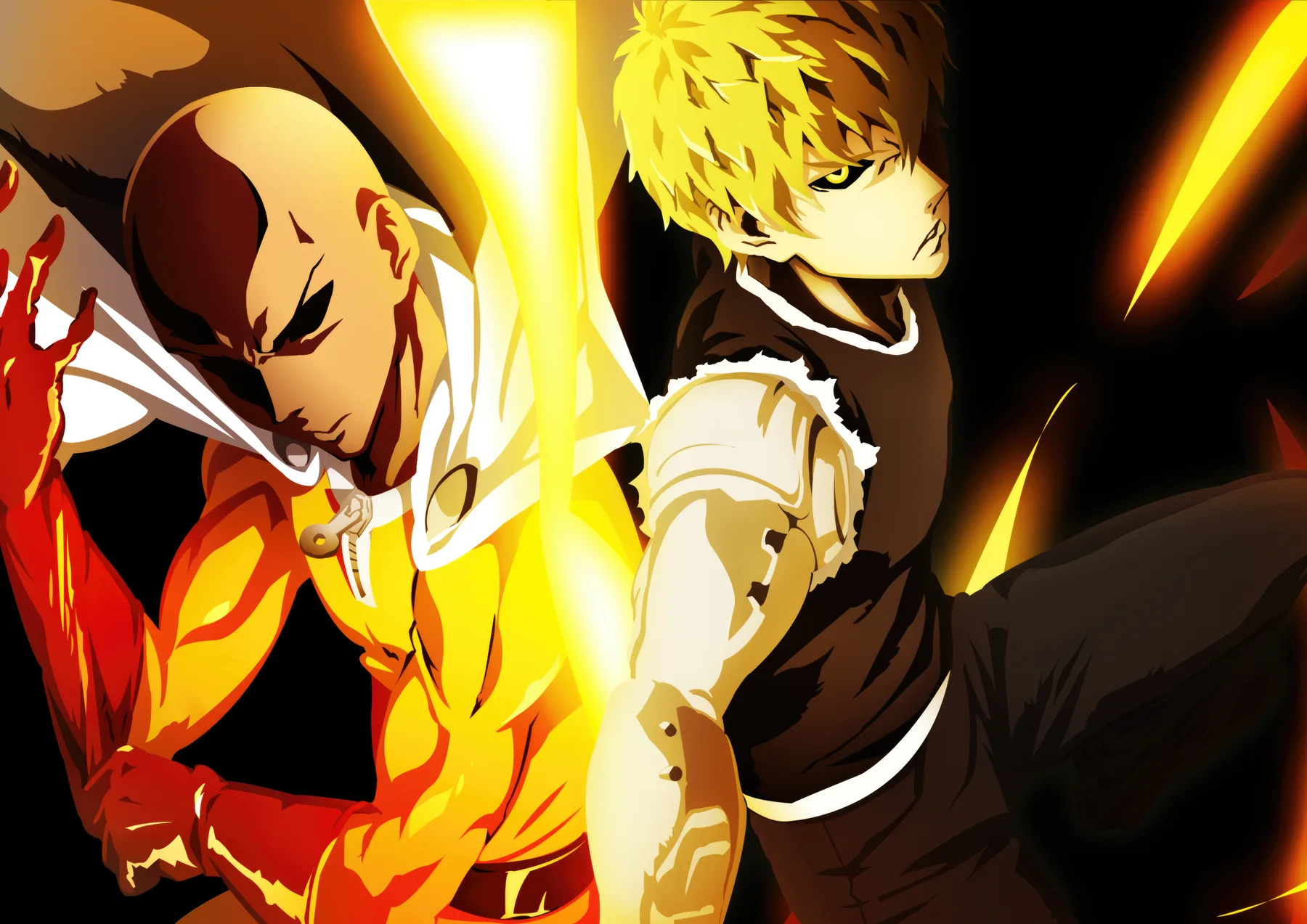 Saitama y Genos Espalda con Espalda