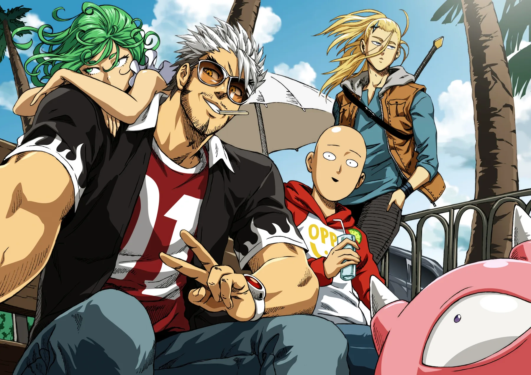 One Punch Man Grupo en la Playa
