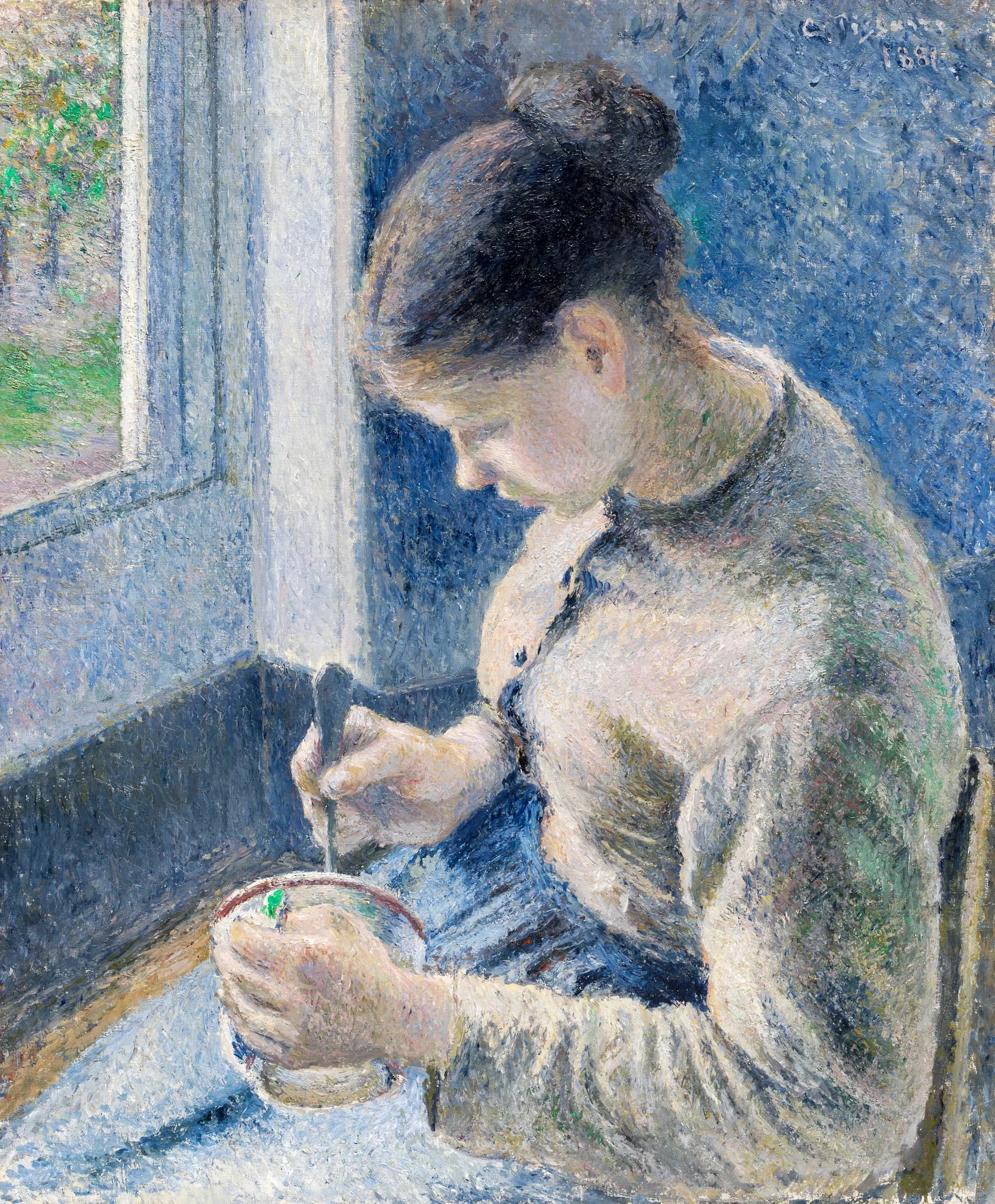 Mujer Cosiendo junto a la Ventana - Pissarro