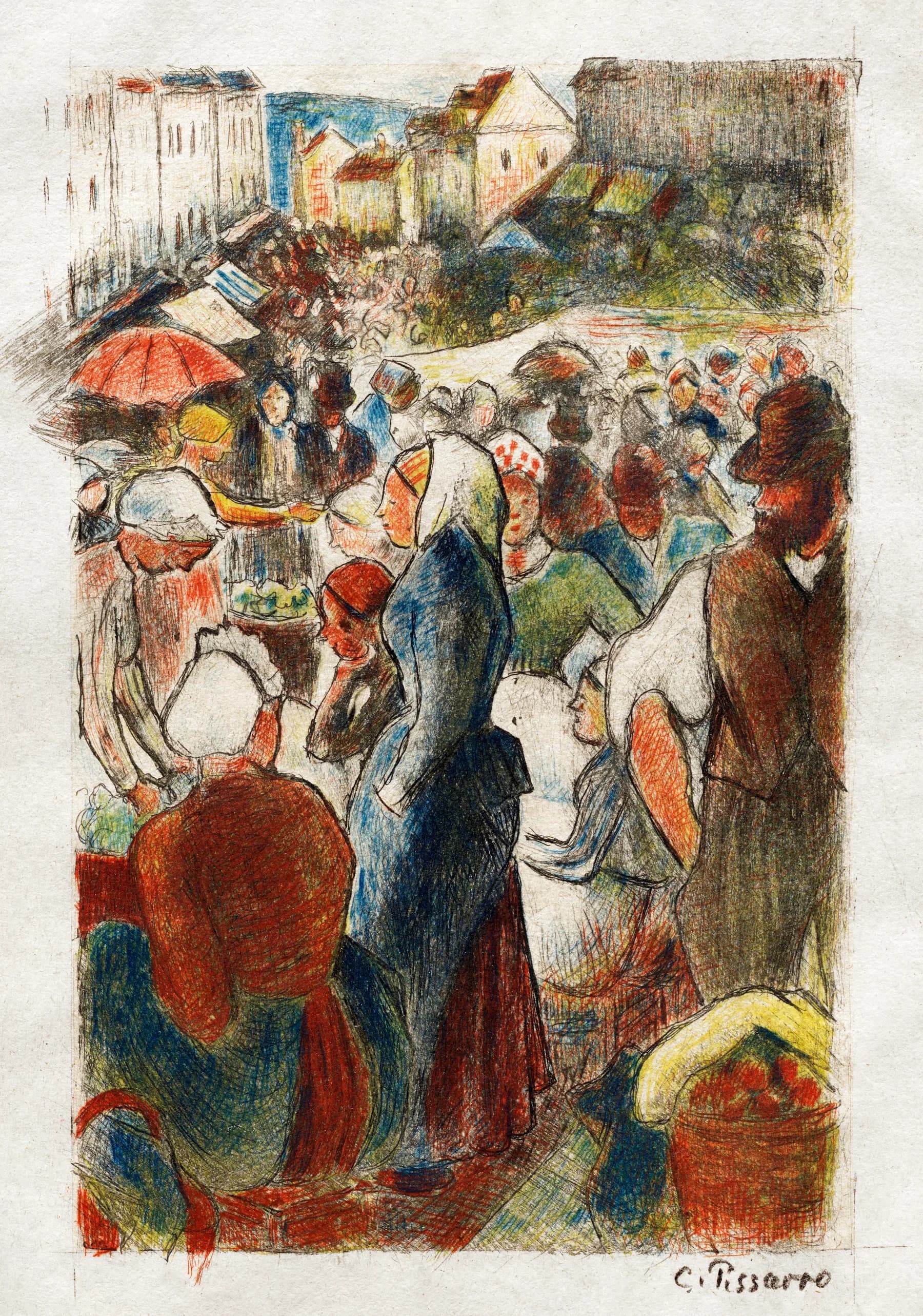 Mercado en la Plaza - Pissarro