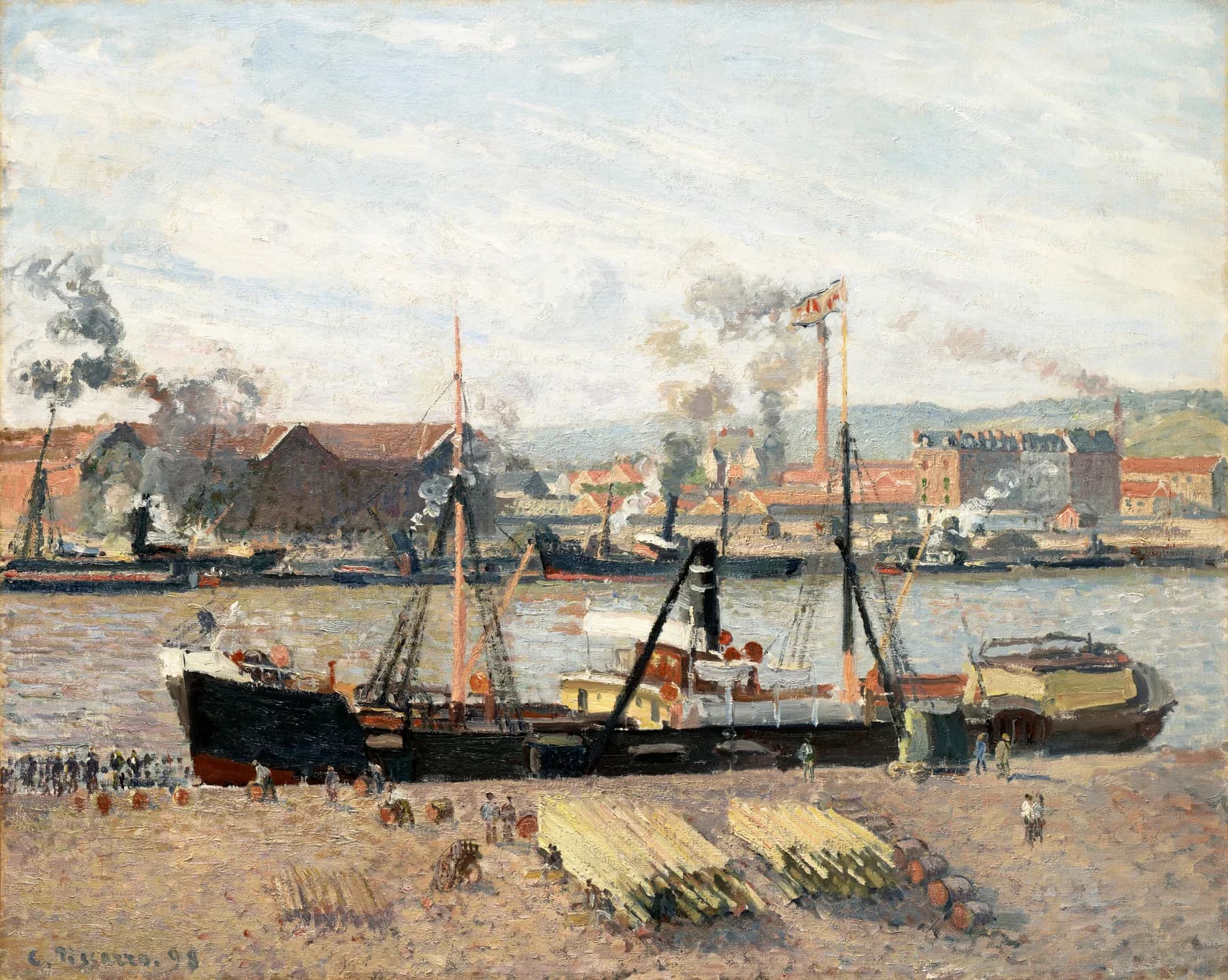 Puerto con Barcos de Vapor - Pissarro