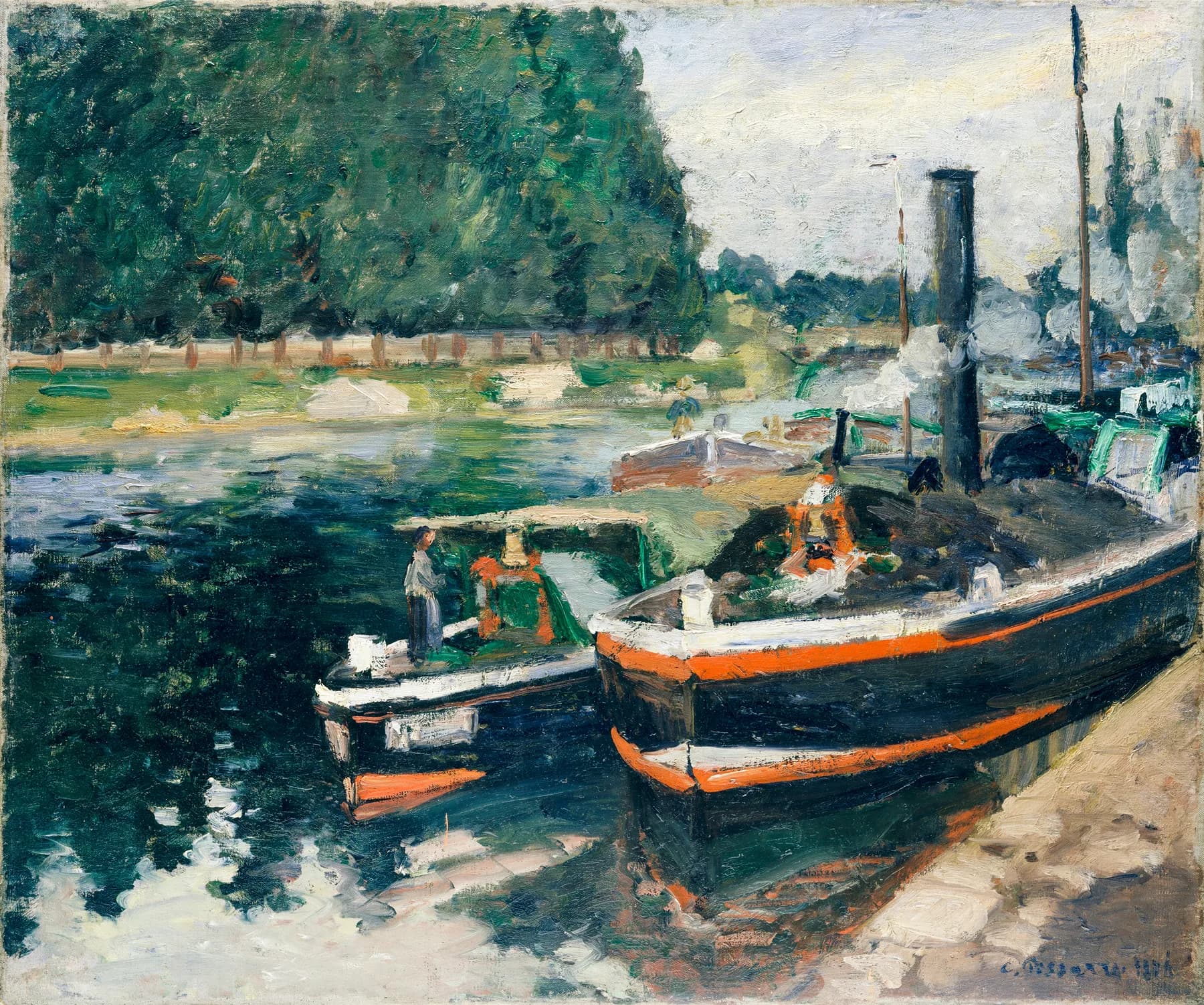 Barcos en el Rio - Pissarro