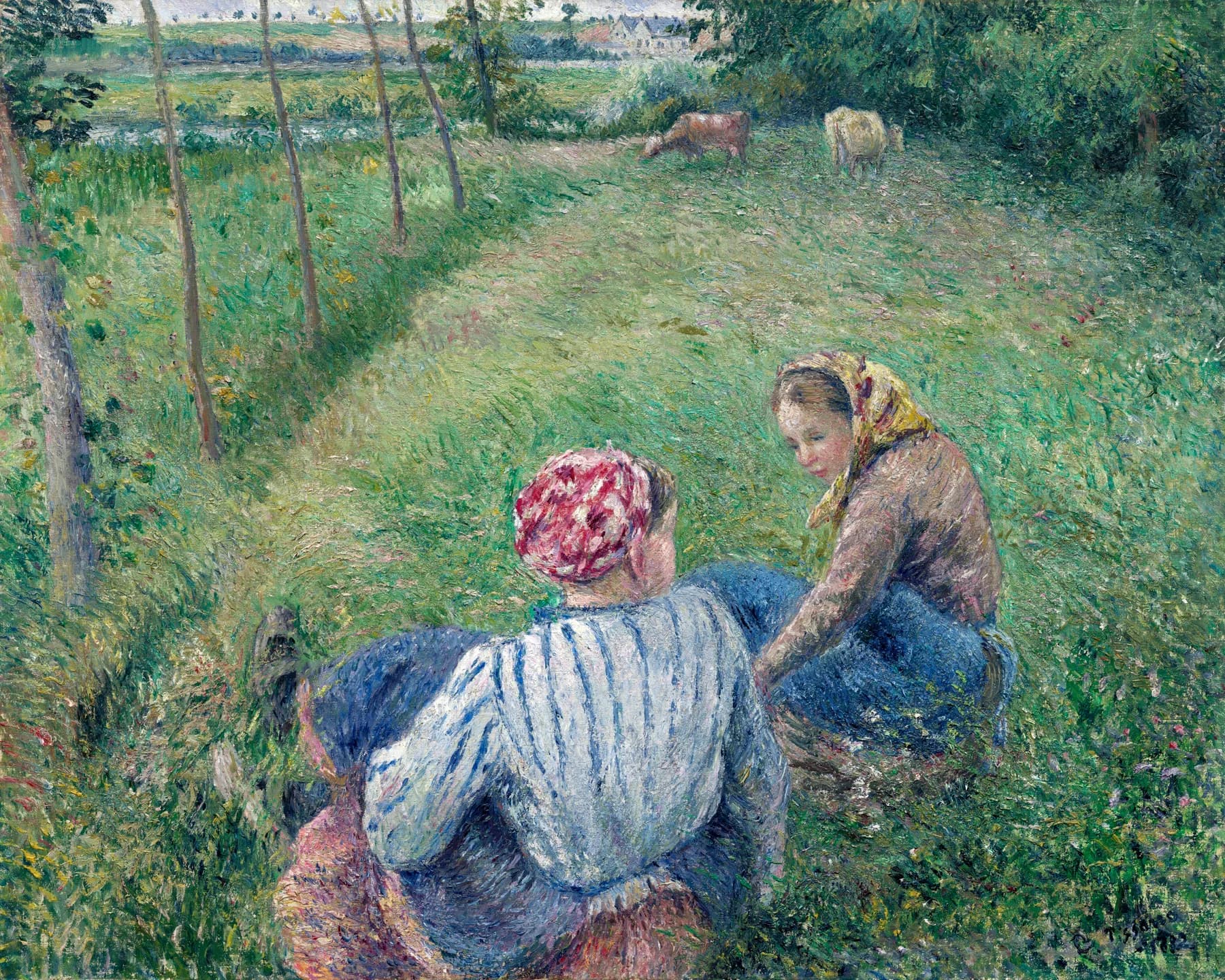 Dos Campesinas Sentadas en el Campo - Pissarro