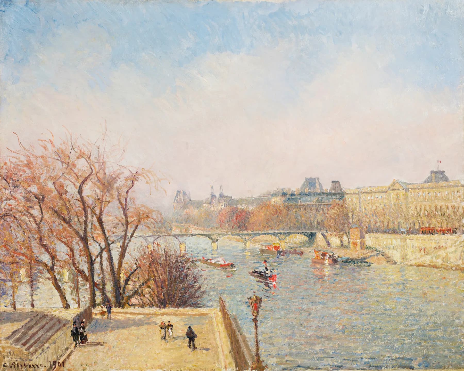 El Louvre desde el Sena - Pissarro