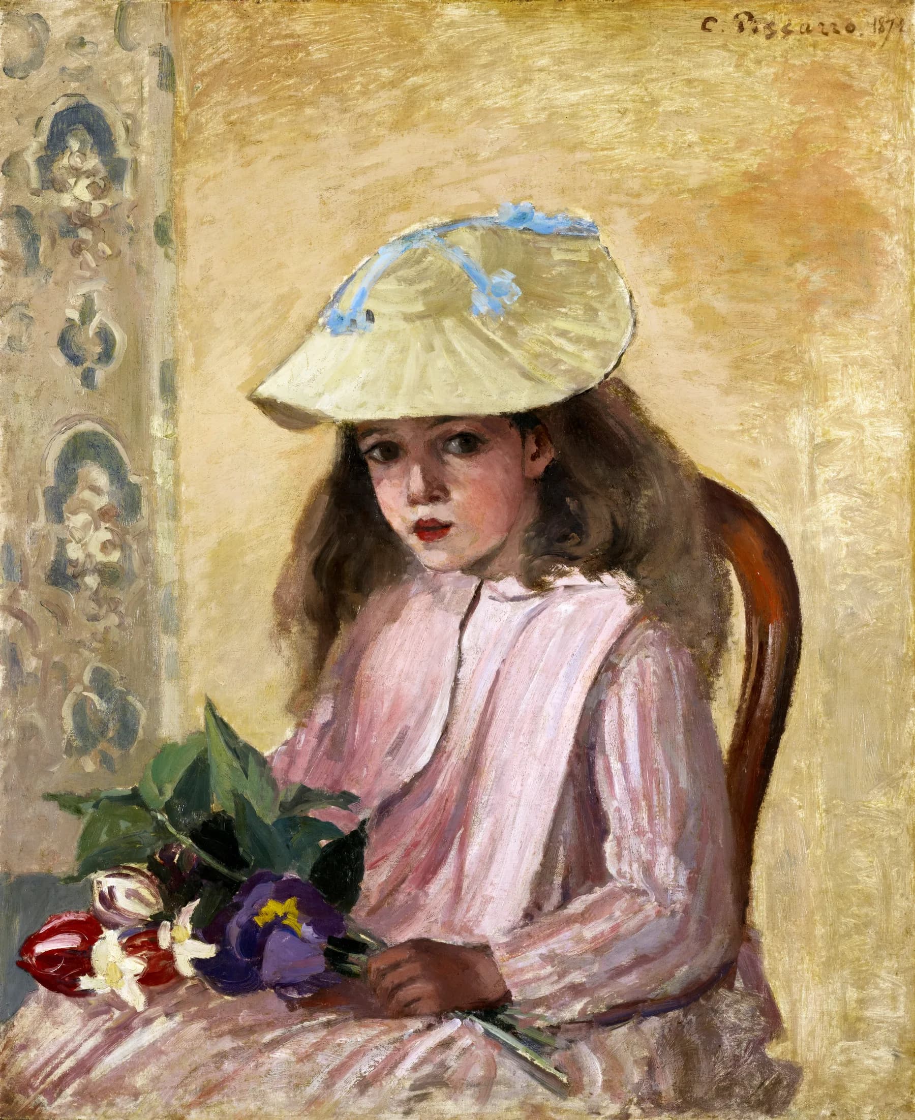 Nina con Flores y Sombrero - Pissarro