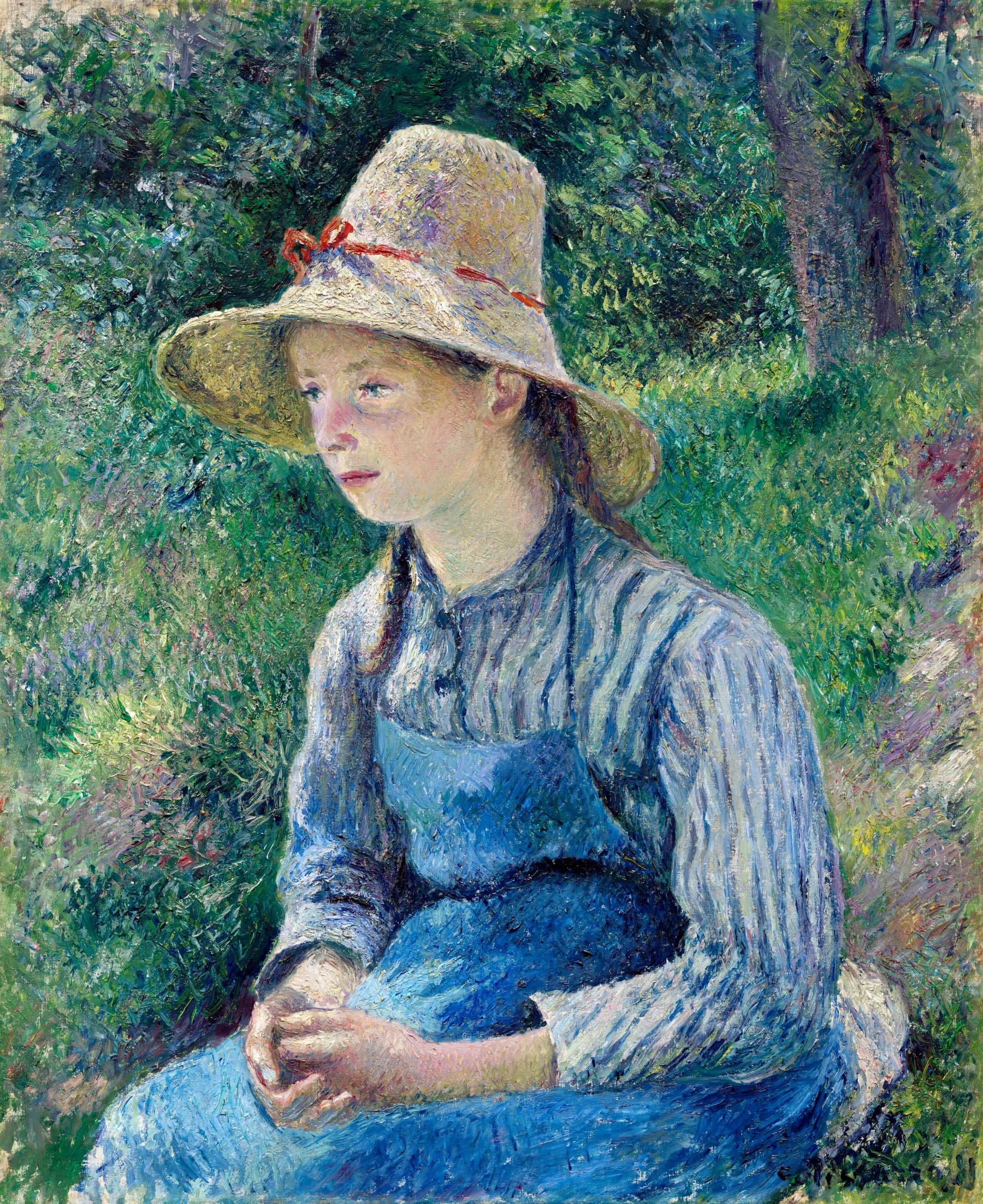 Retrato de Campesina con Sombrero de Paja - Pissarro