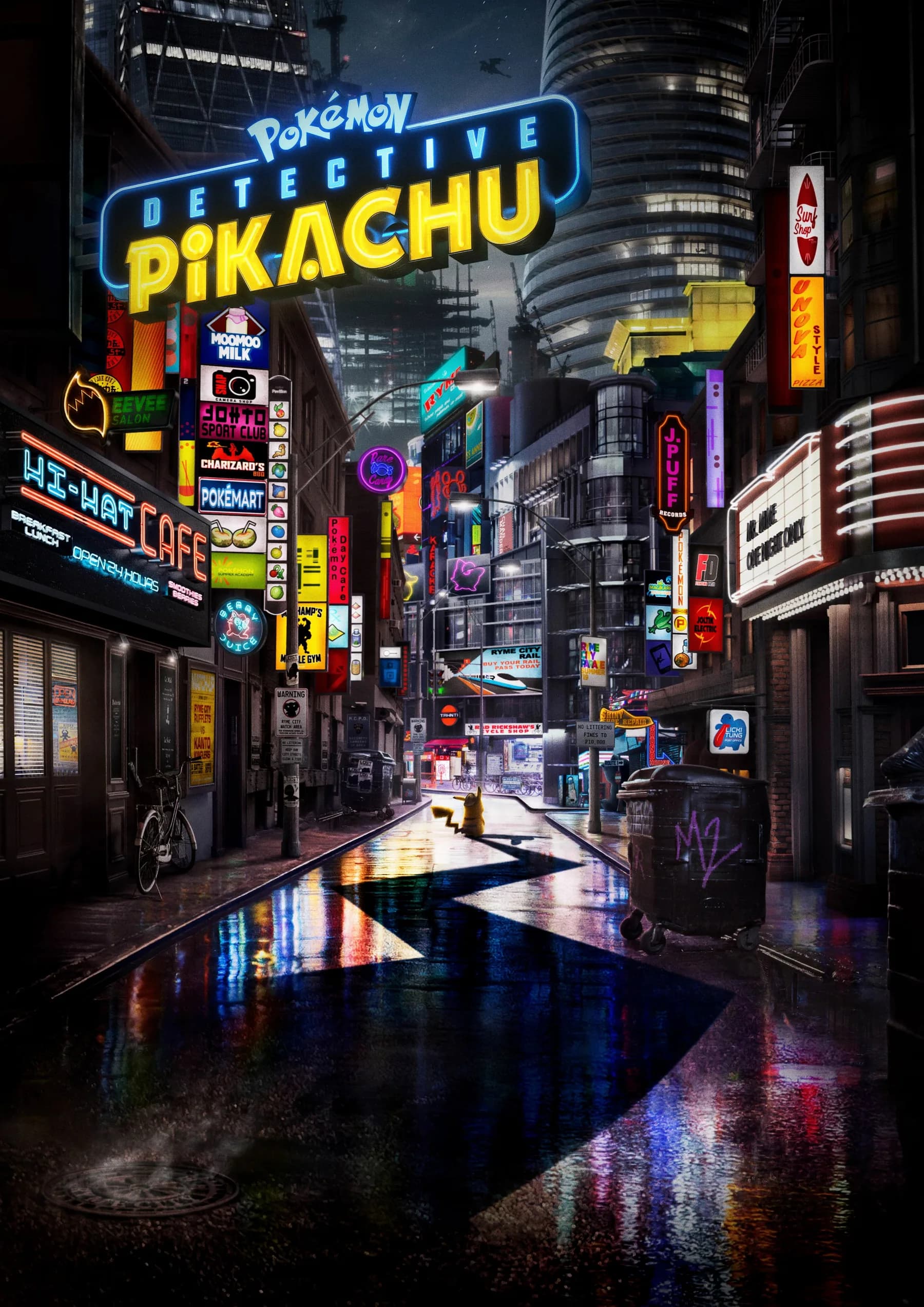 Detective Pikachu Poster Ciudad Neon