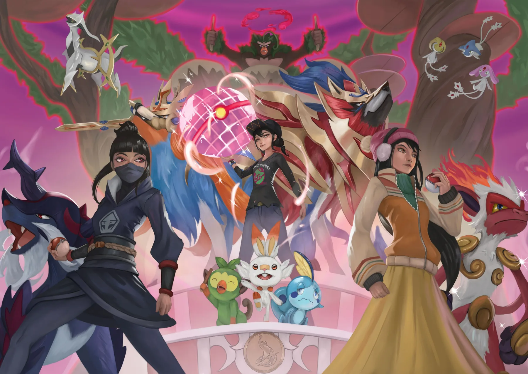 Entrenadores y Pokemon Legendarios Escena Epica