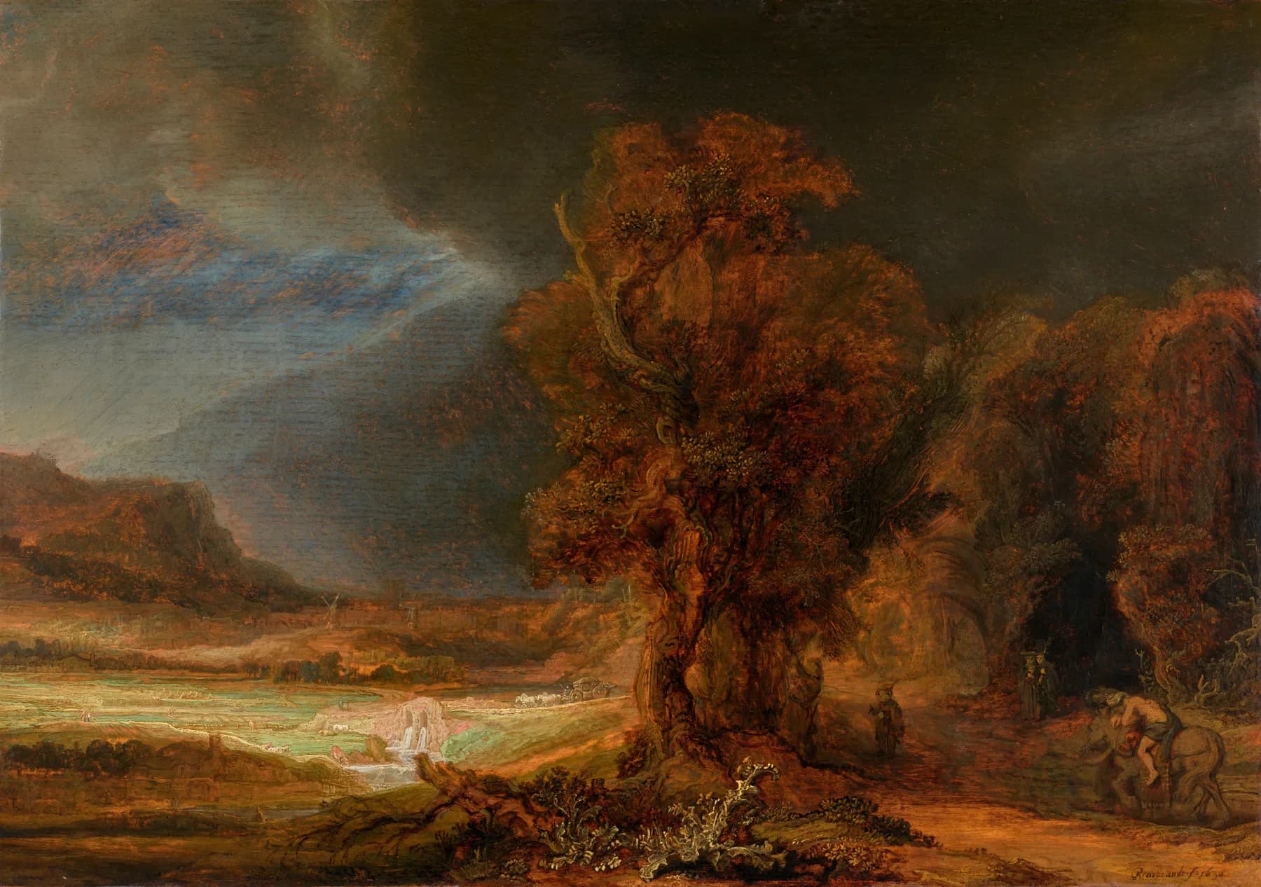 Paisaje con Arbol y Tormenta - Rembrandt
