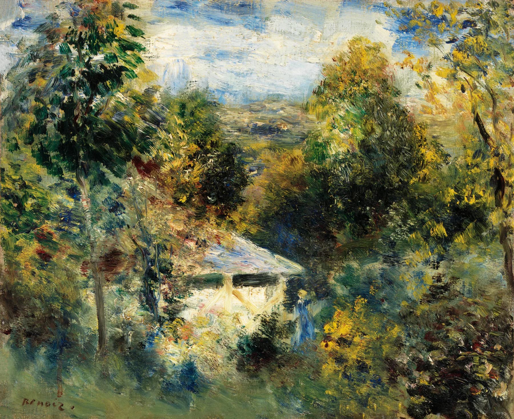 Paisaje con Casa entre Arboles - Renoir