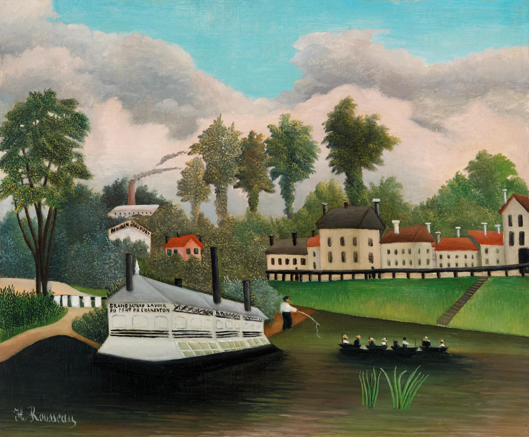 Rio con Barco de Vapor - Henri Rousseau
