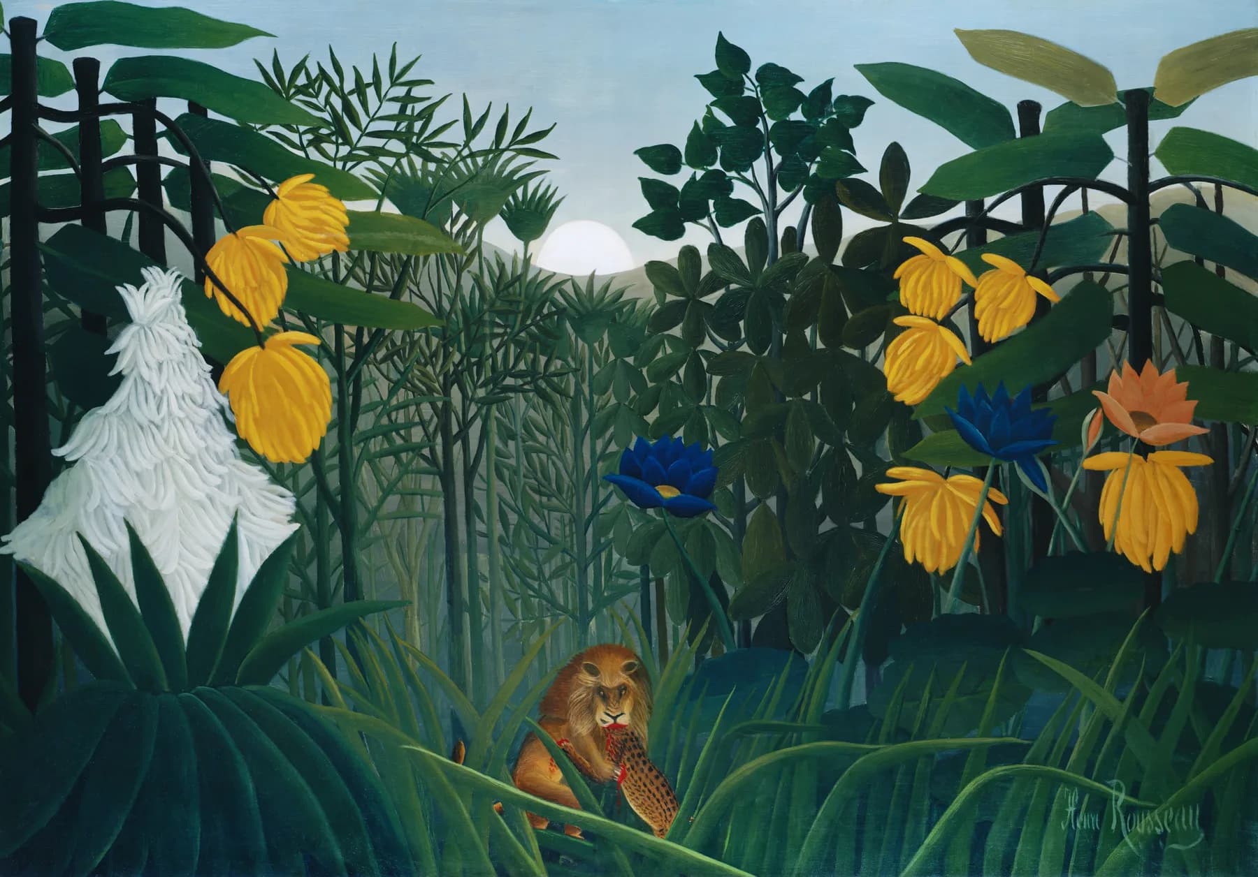 Jungla con Leon y Luna Azul - Henri Rousseau