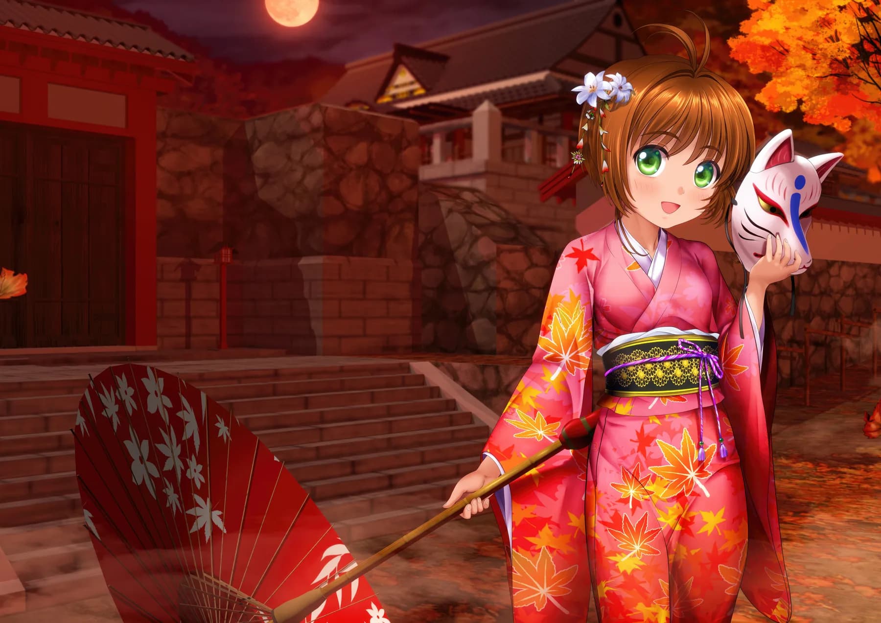 Sakura Kinomoto Kimono con Mascara de Zorro