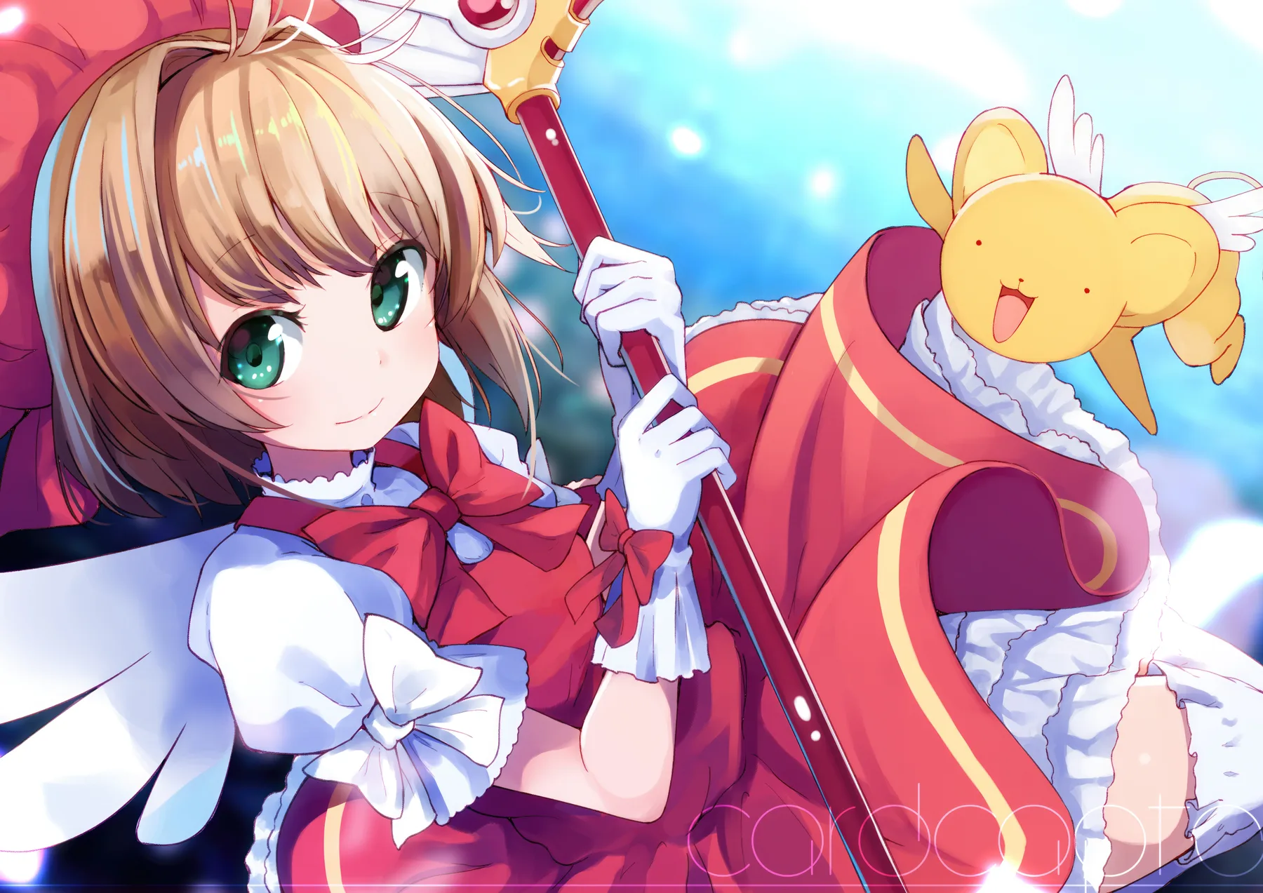 Sakura Kinomoto Vestido Rojo con Kero Primer Plano