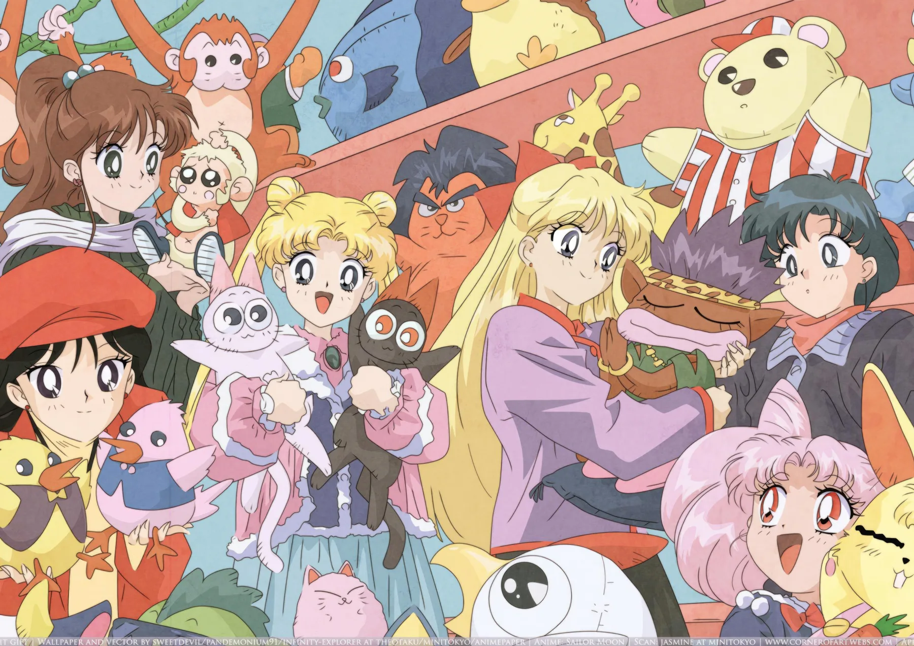 Sailor Moon Elenco Collage con Mascotas
