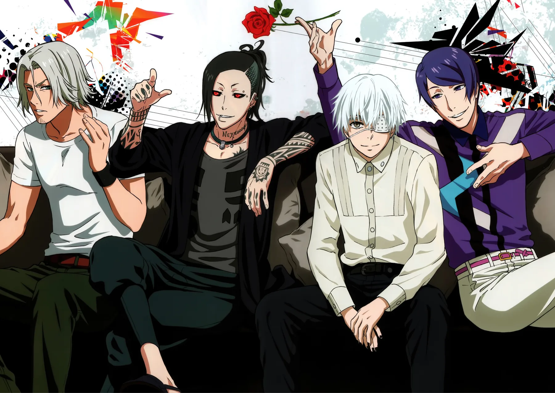 Ken Kaneki y Amigos Grupo Casual en Sofa