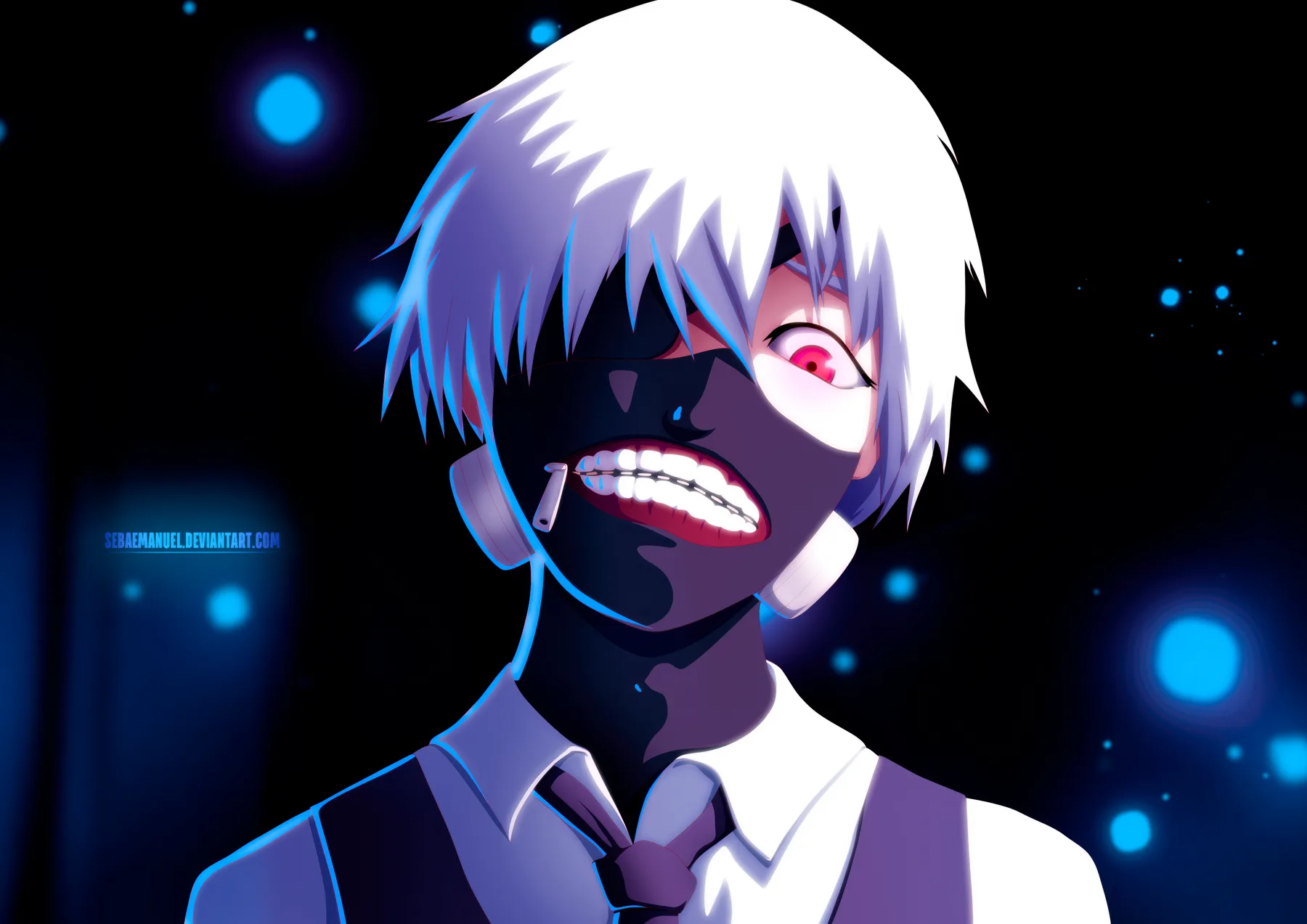 Ken Kaneki Mascara Neon Azul