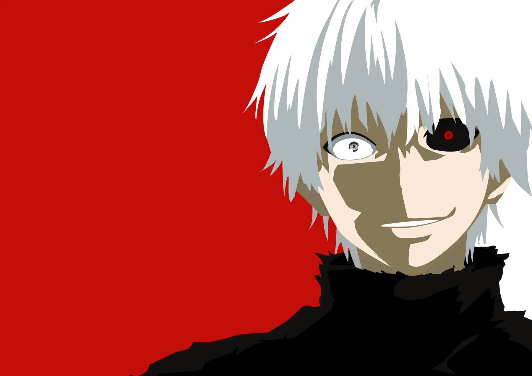 Ken Kaneki Retrato Minimalista Rojo