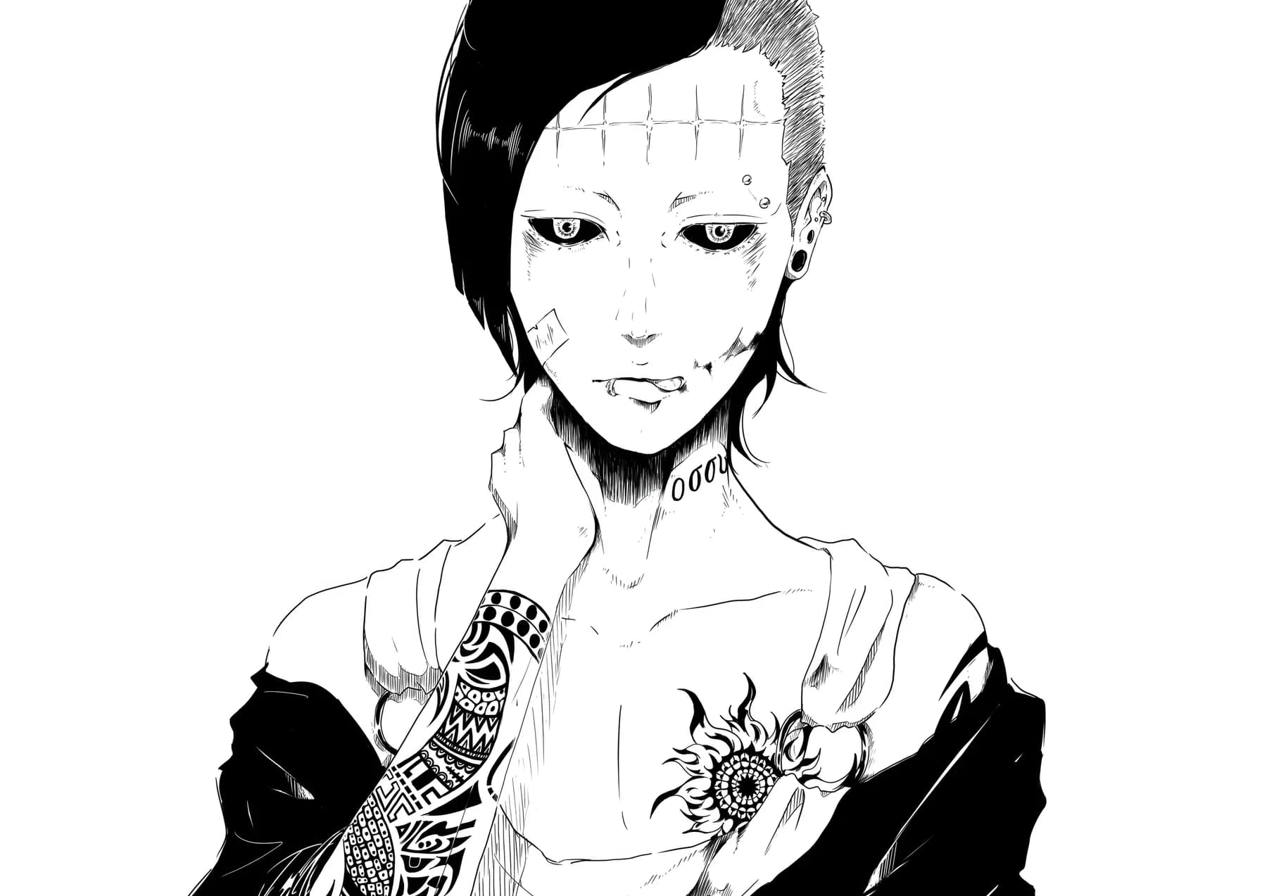 Uta Retrato Blanco y Negro con Tatuajes